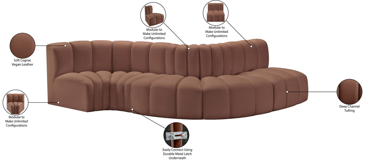 Arc - Faux Leather 5 Piece Modular Sofa