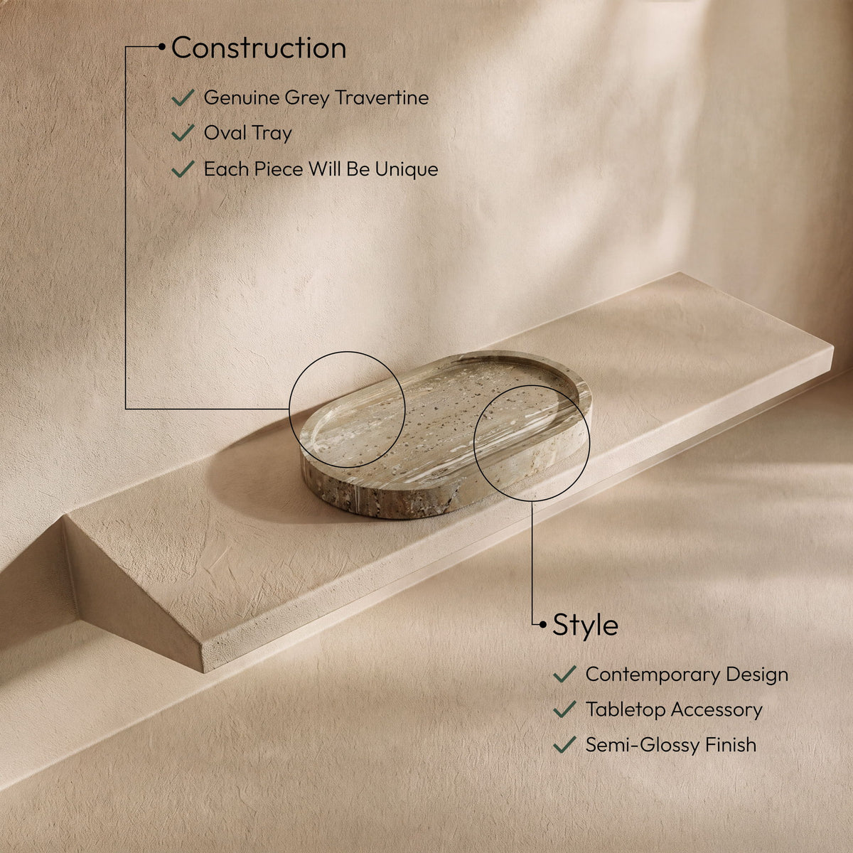 Ophelia - Travertine Tray