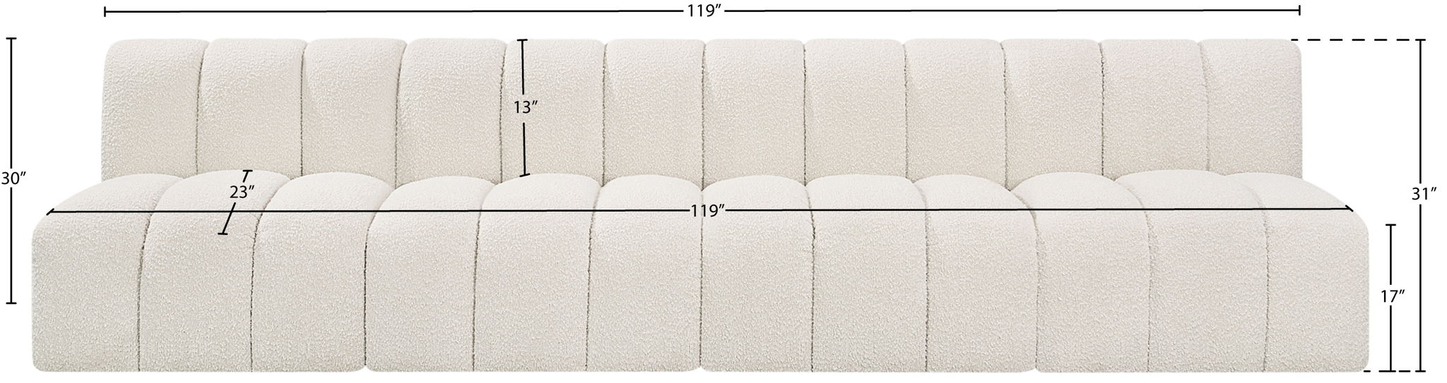 Arc - Boucle Fabric 4 Seats Modular Sofa
