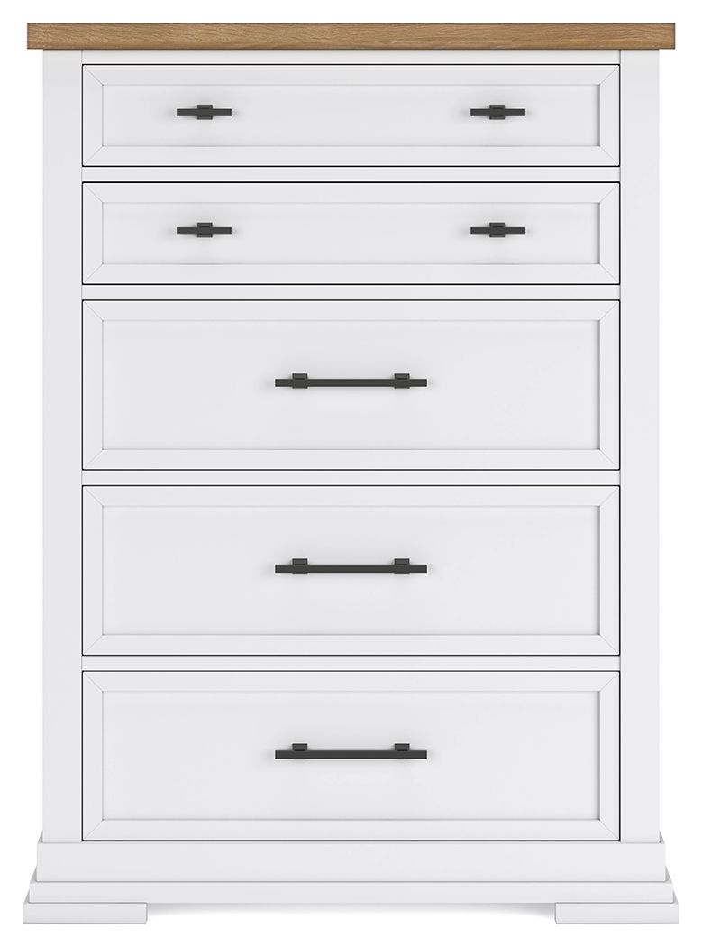 Ashbryn - Five Drawer Chest - White / Natural