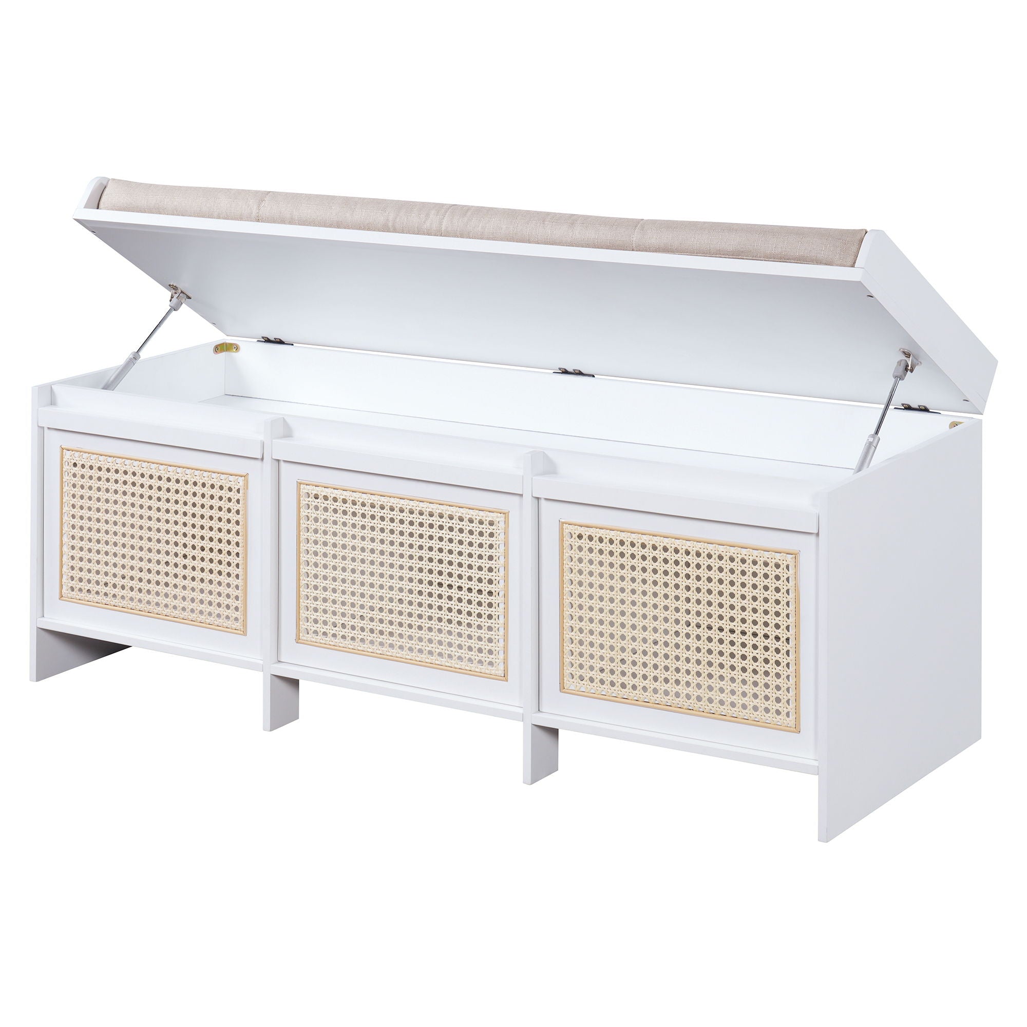 Entryway Shoe Bench With Drawers & Button Tufted Cushion