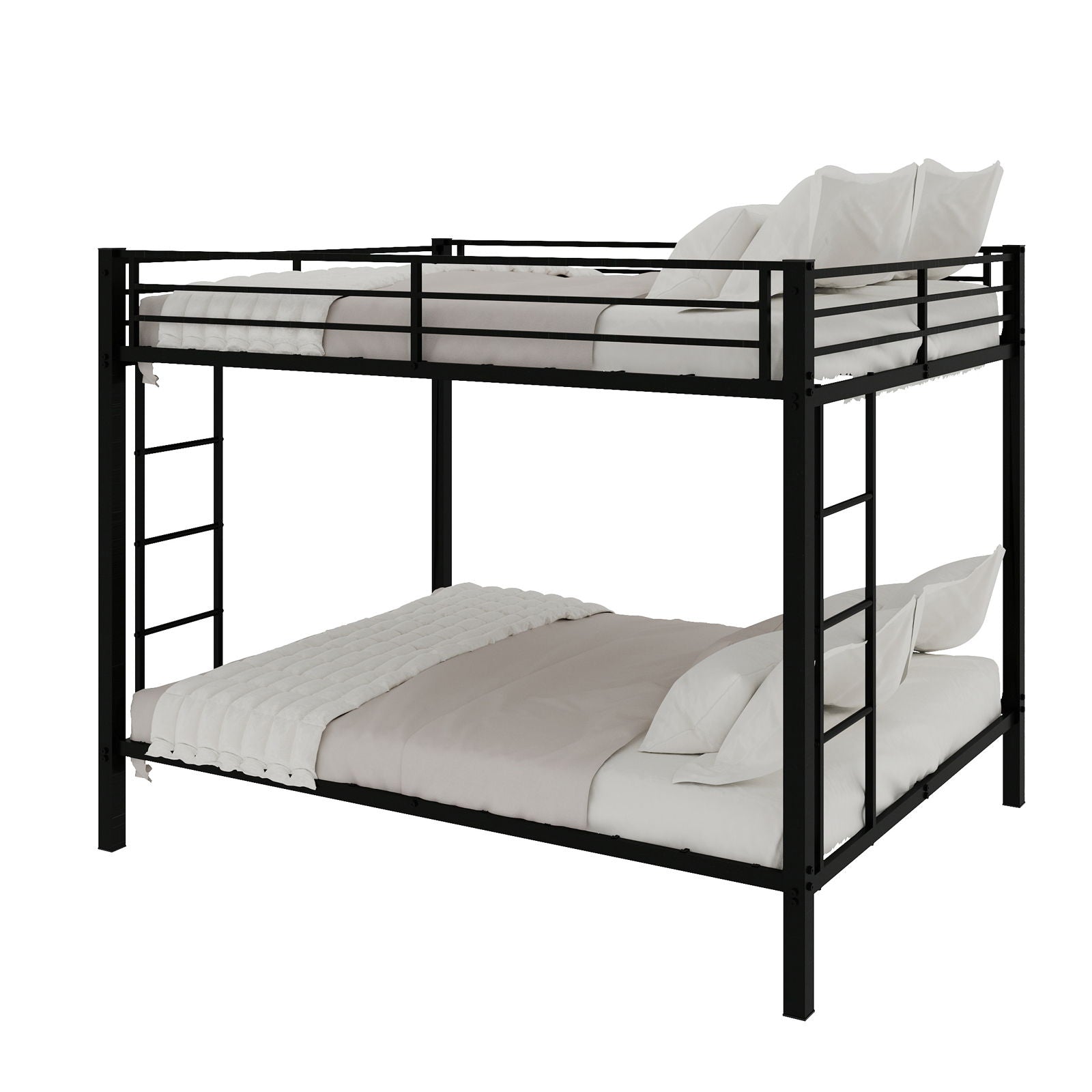 Bunk Bed For Kids, Convertible Frame With Ladders & Guardrail