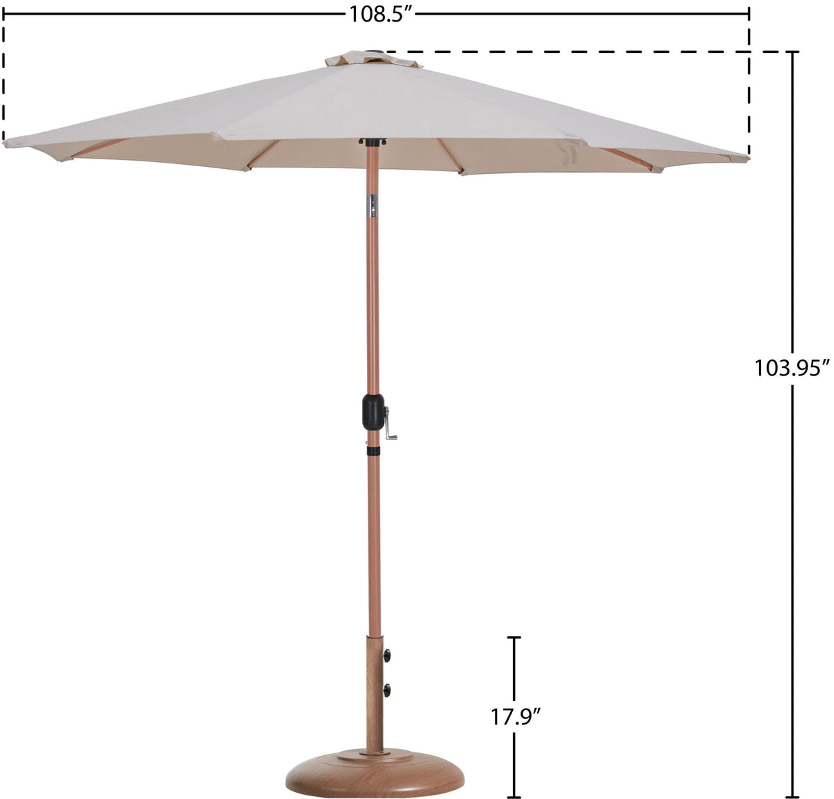 Fiji - Aluminum Patio Umbrella With Round Teak Base