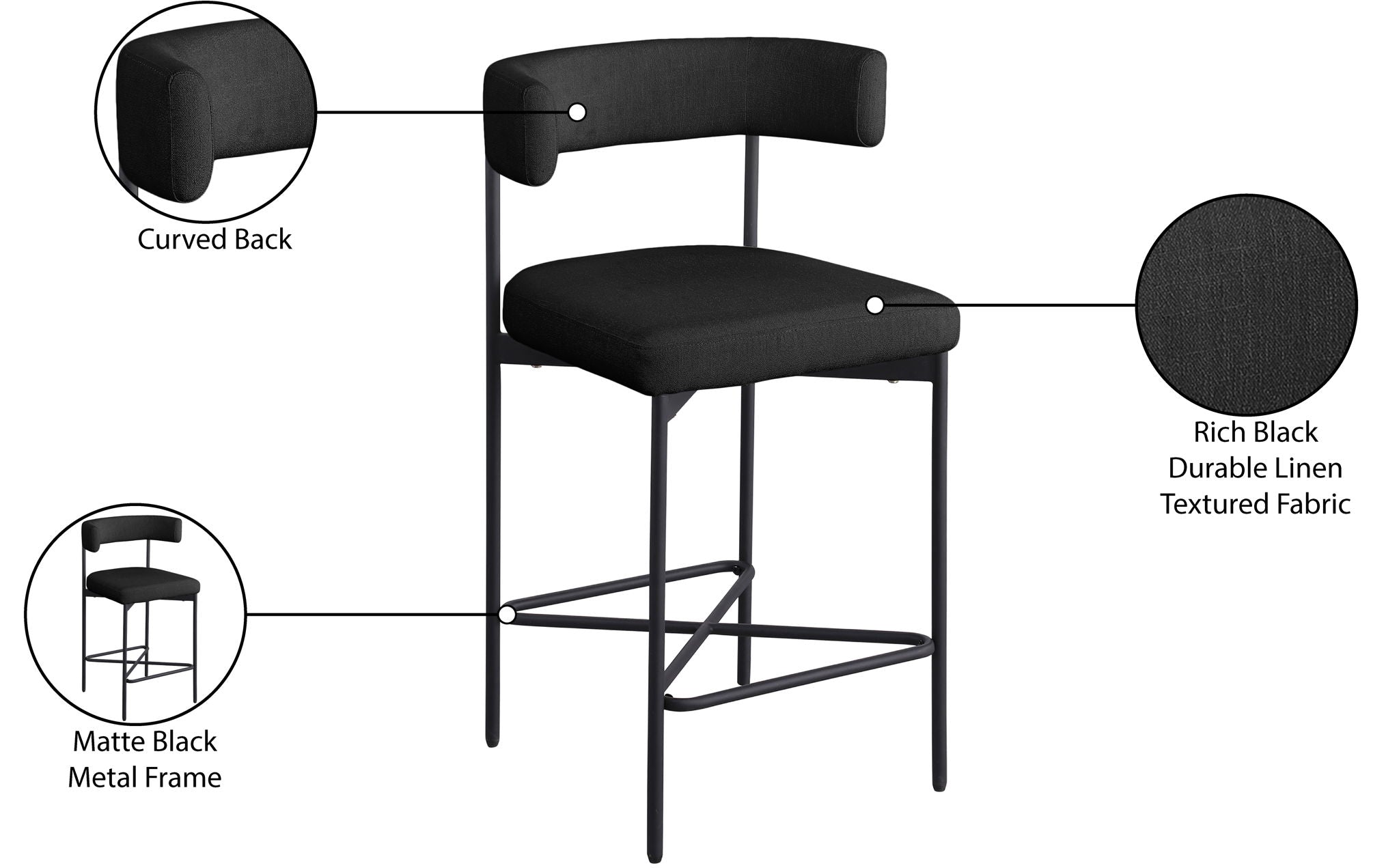 Rivage - Durable Stool With Black Frame (Set of 2)