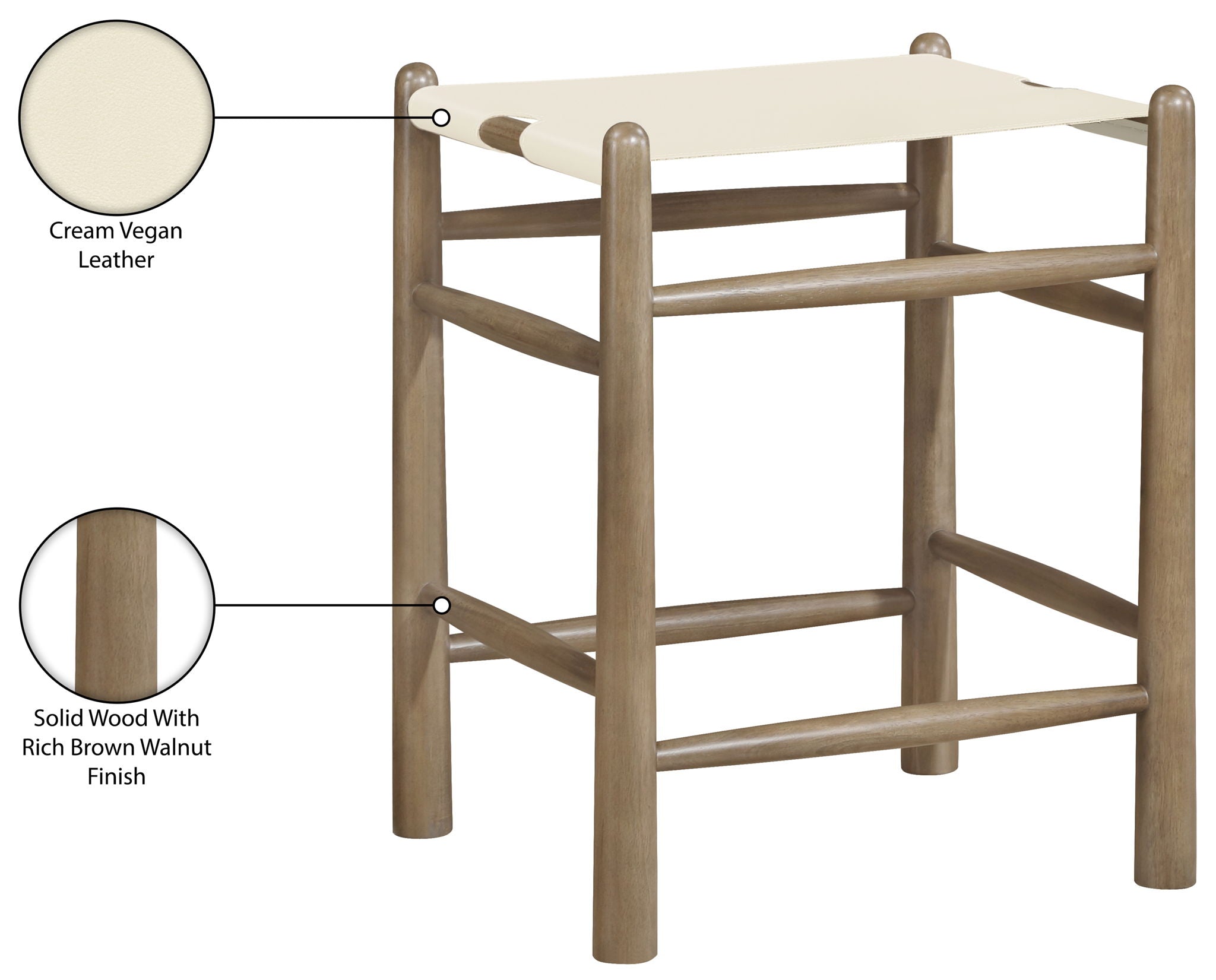 Santos - Backless Counter Stool With Stained Brown Base