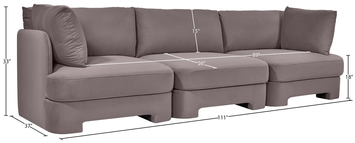 Hammond - Velvet Performance Fabric Upholstered 3 Piece Sofa