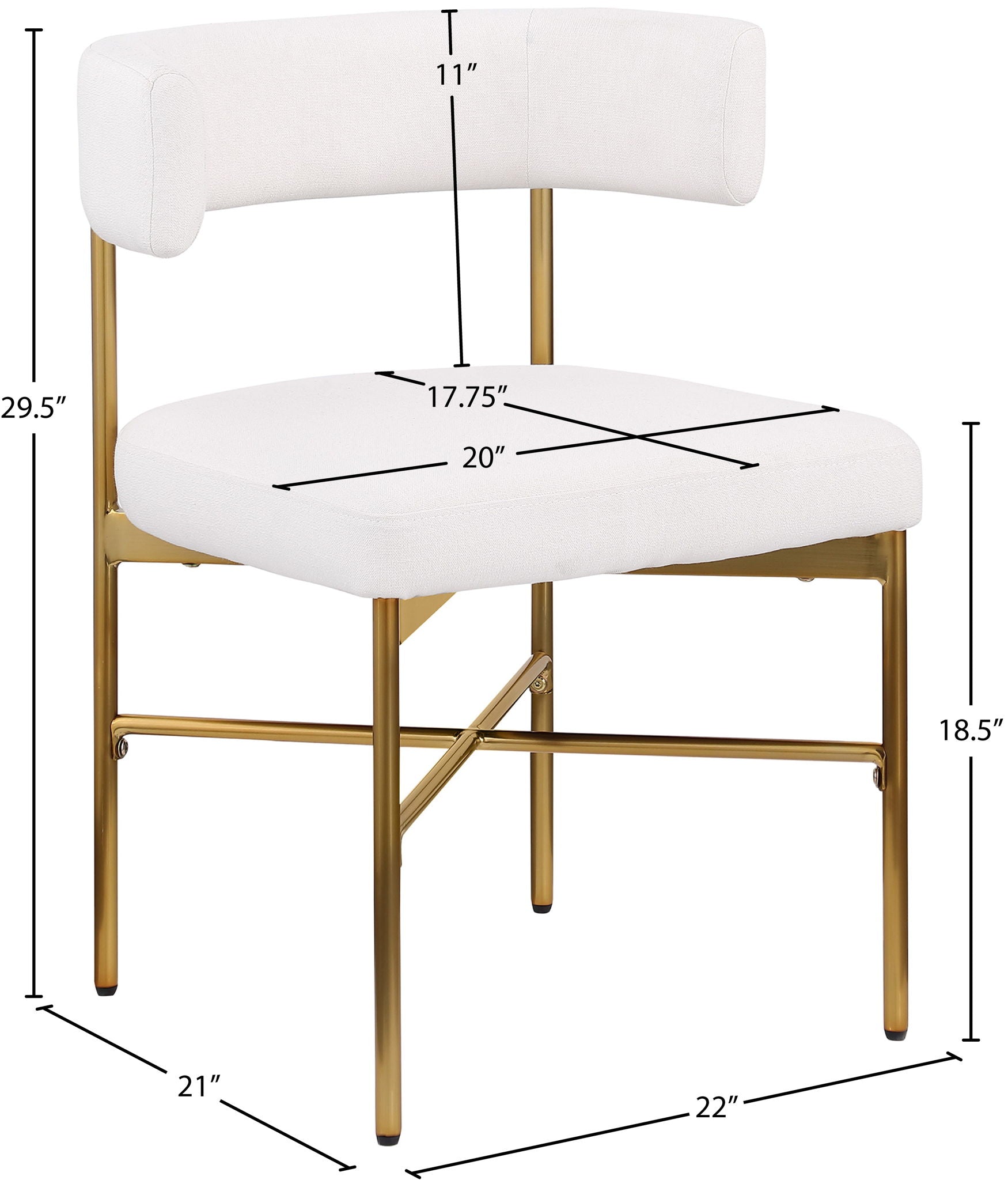 Rivage - Durable Dining Chair With Gold Frame (Set of 2)