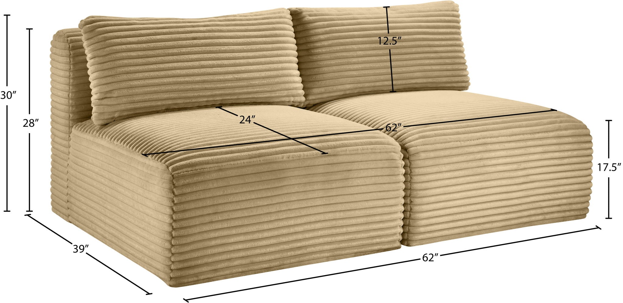 Shaggy - 2 Seat Modular Armless Sofa