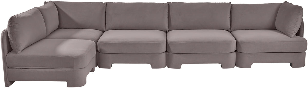 Hammond - Velvet Performance Fabric Upholstered 5 Piece L-Shaped Sectional