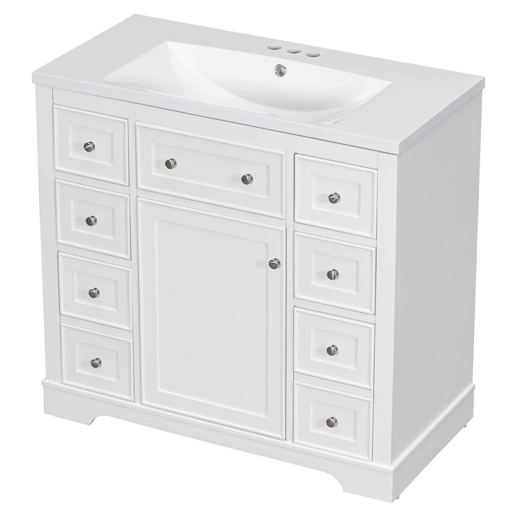 Modern Bathroom Vanity With Sink Combo, 6 Drawers And 1 Cabinet