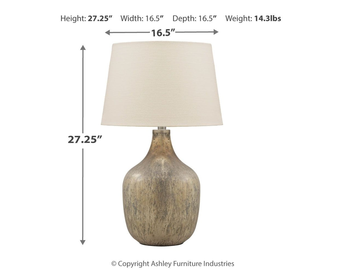 Mari - Glass Table Lamp - Gray / Gold Finish