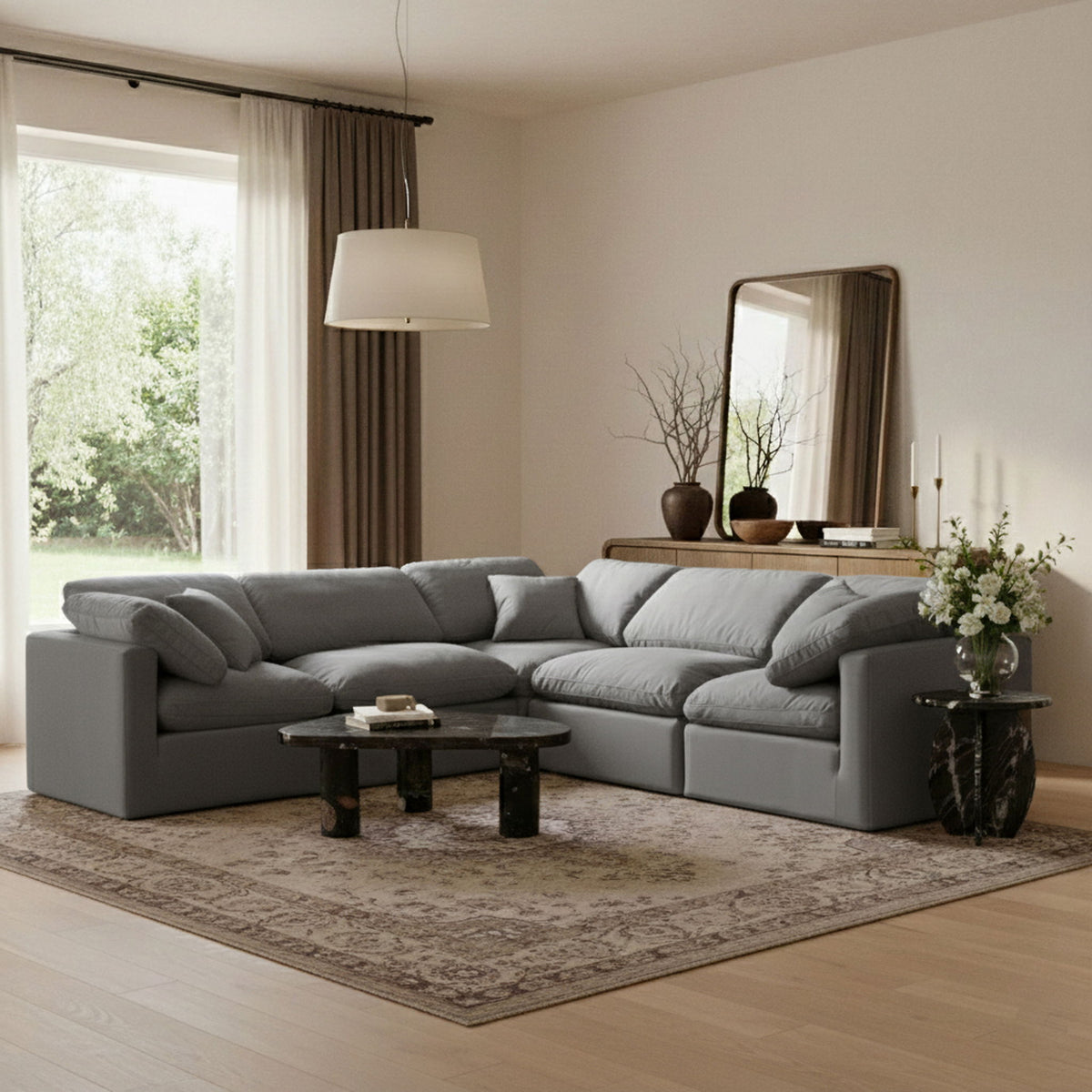 Indulge - Velvet 5 Piece Modular Corner Sectional