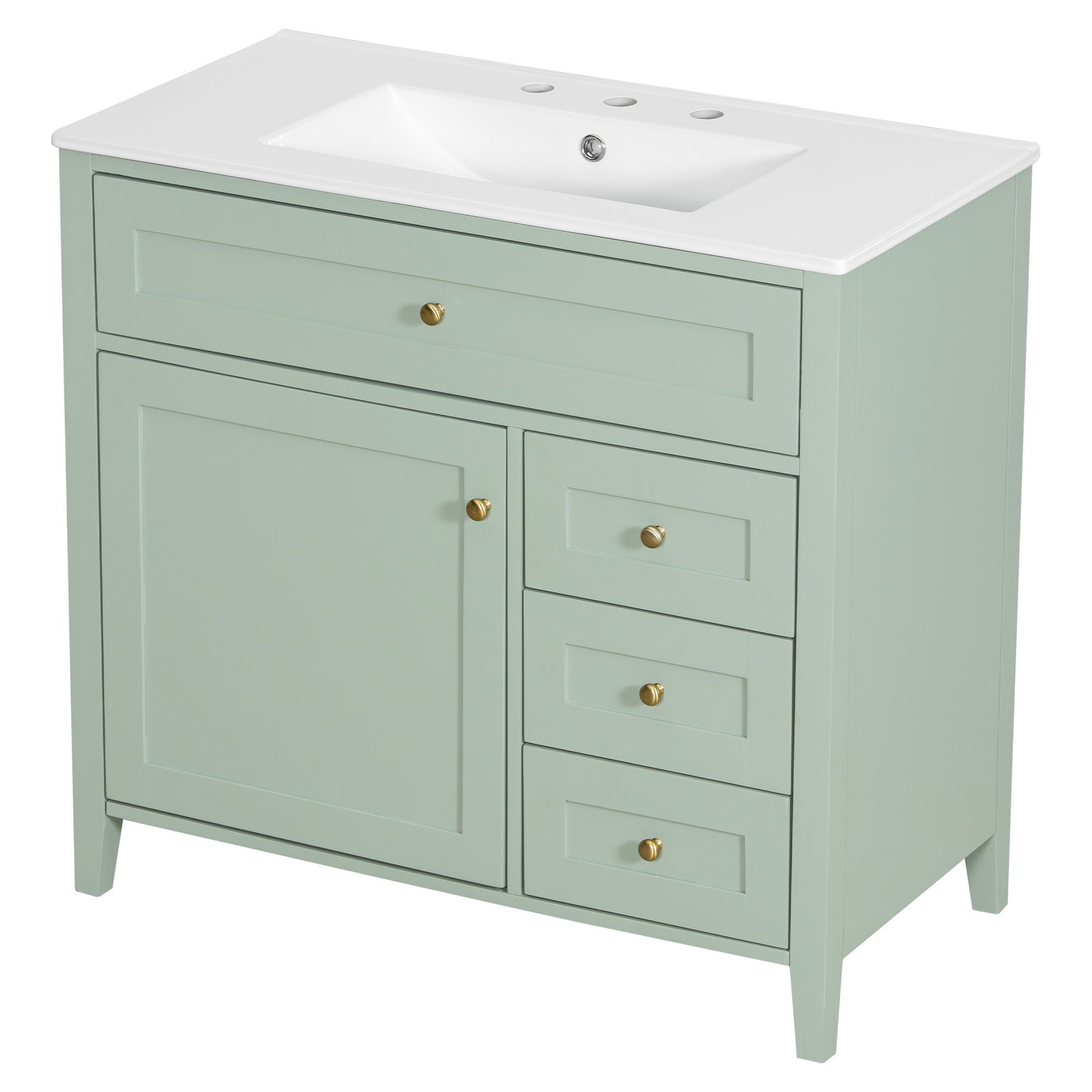 Bathroom Vanity With Sink, Cabinet With 3 Drawers And Adjustable Shelf