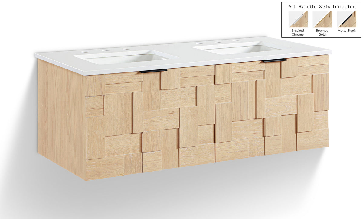 Leonardo - Engineered Stone And Solid Wood 24" Wall Mounted Bathroom Vanity