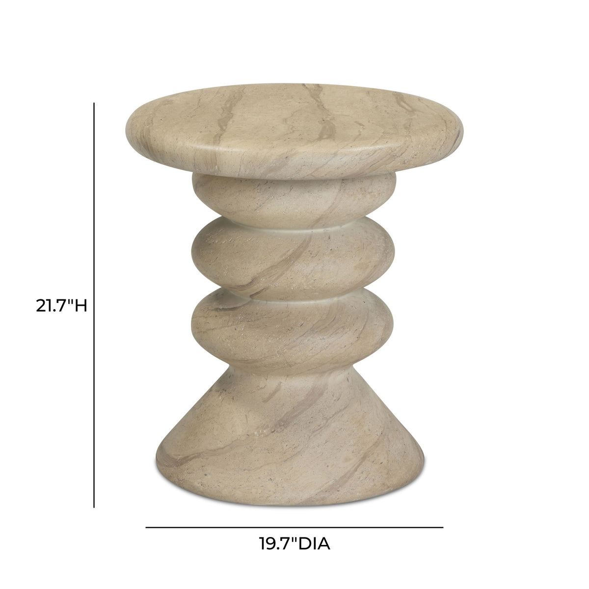 Hyre - Indoor / Outdoor Concrete Side Table - Faux Travertine