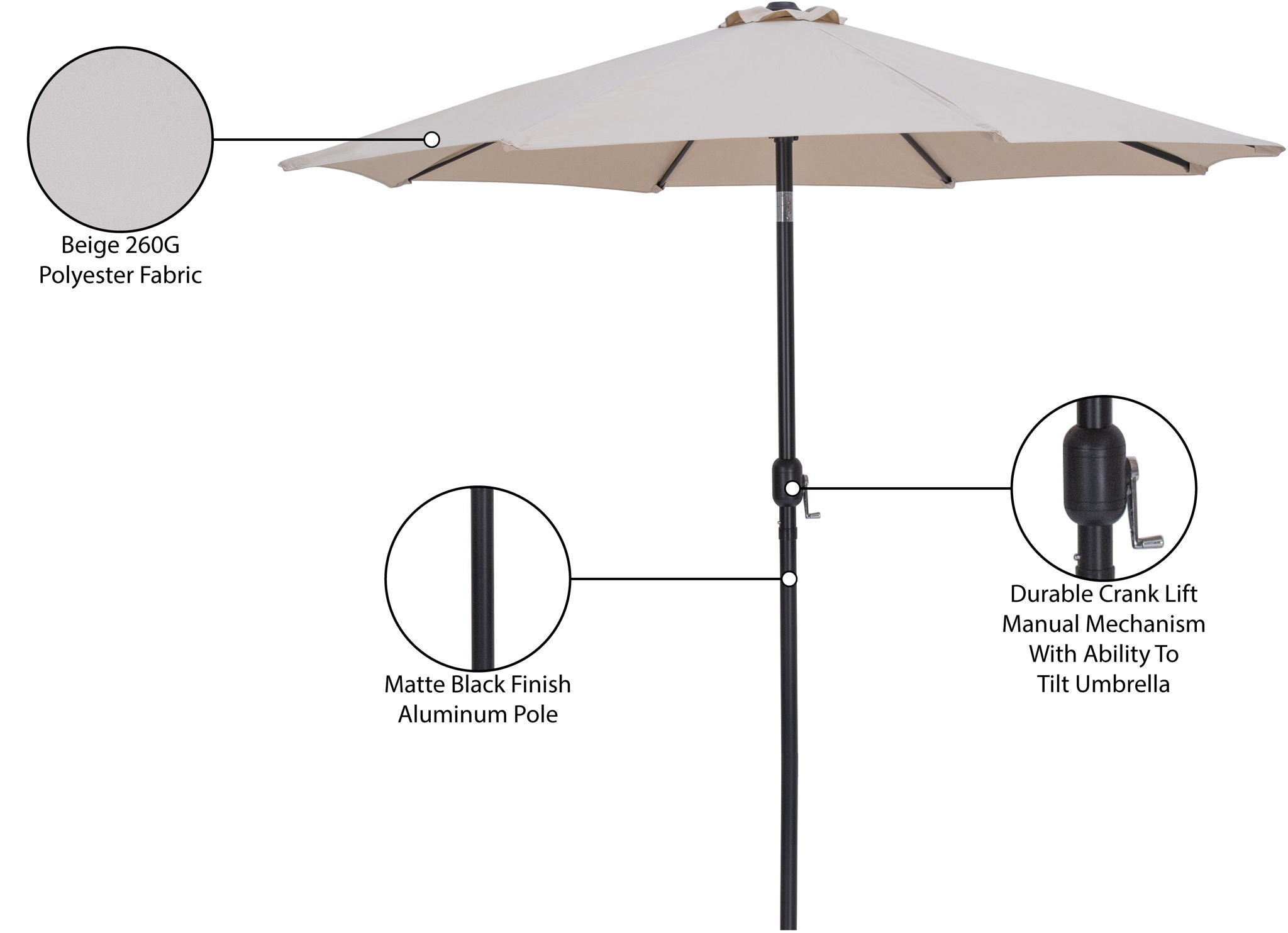 Fiji - Patio Umbrella With Black Pole