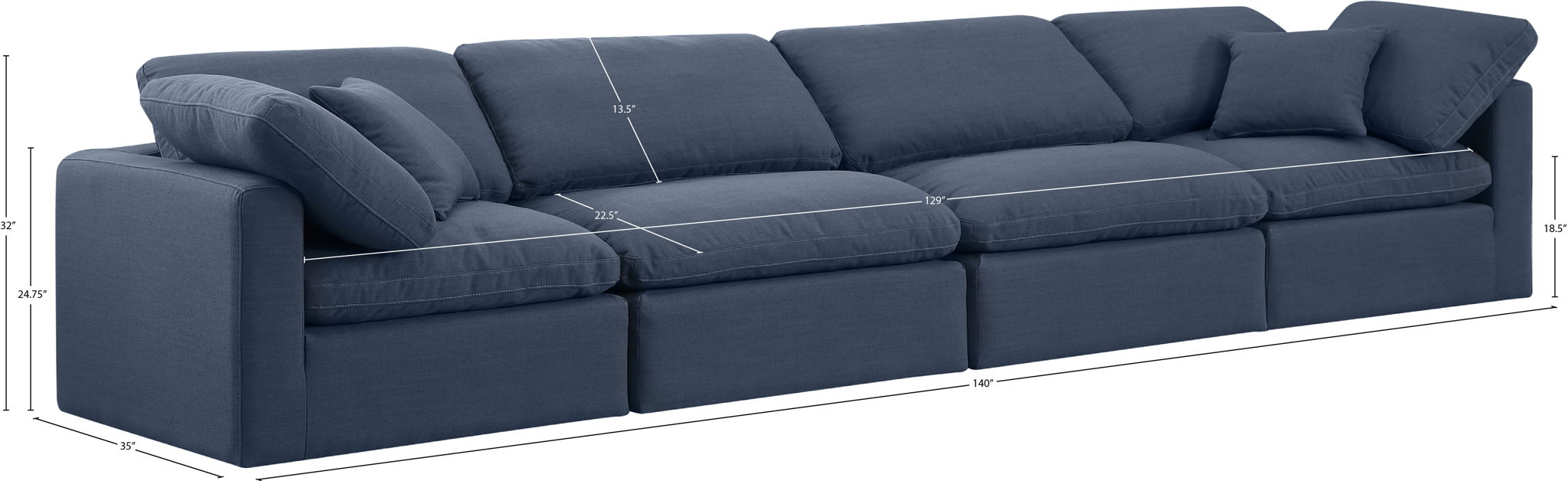 Indulge - Linen 4 Seat Modular Sofa