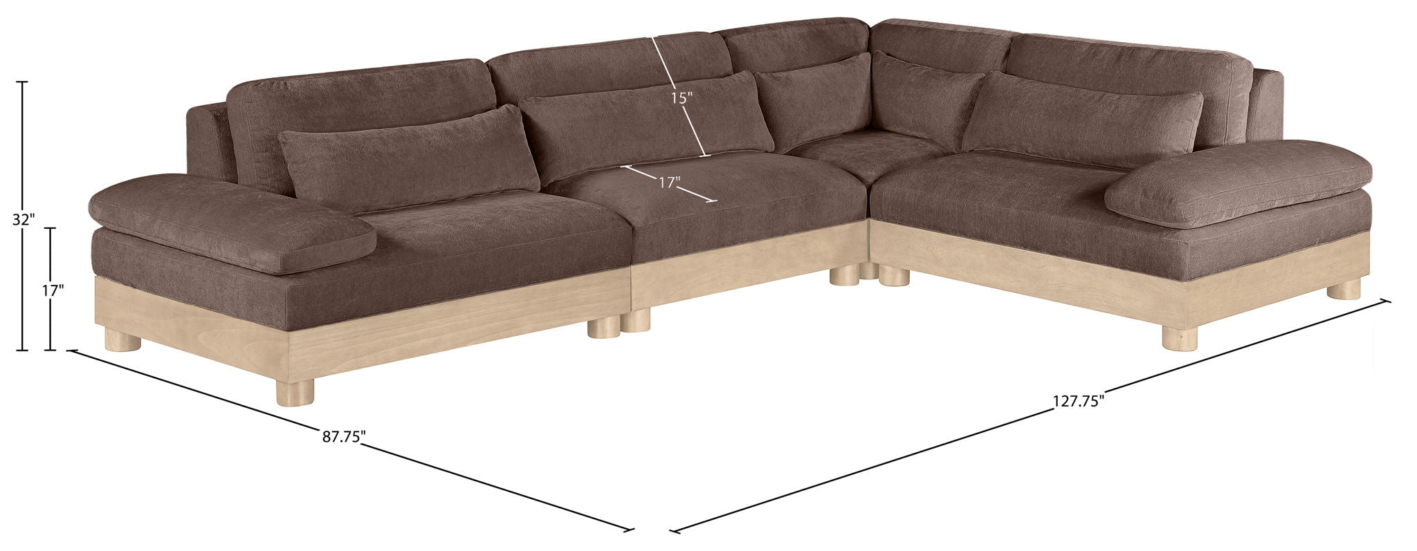 Turin - Chenille Fabric Upholstered Modular Sectional - Brown