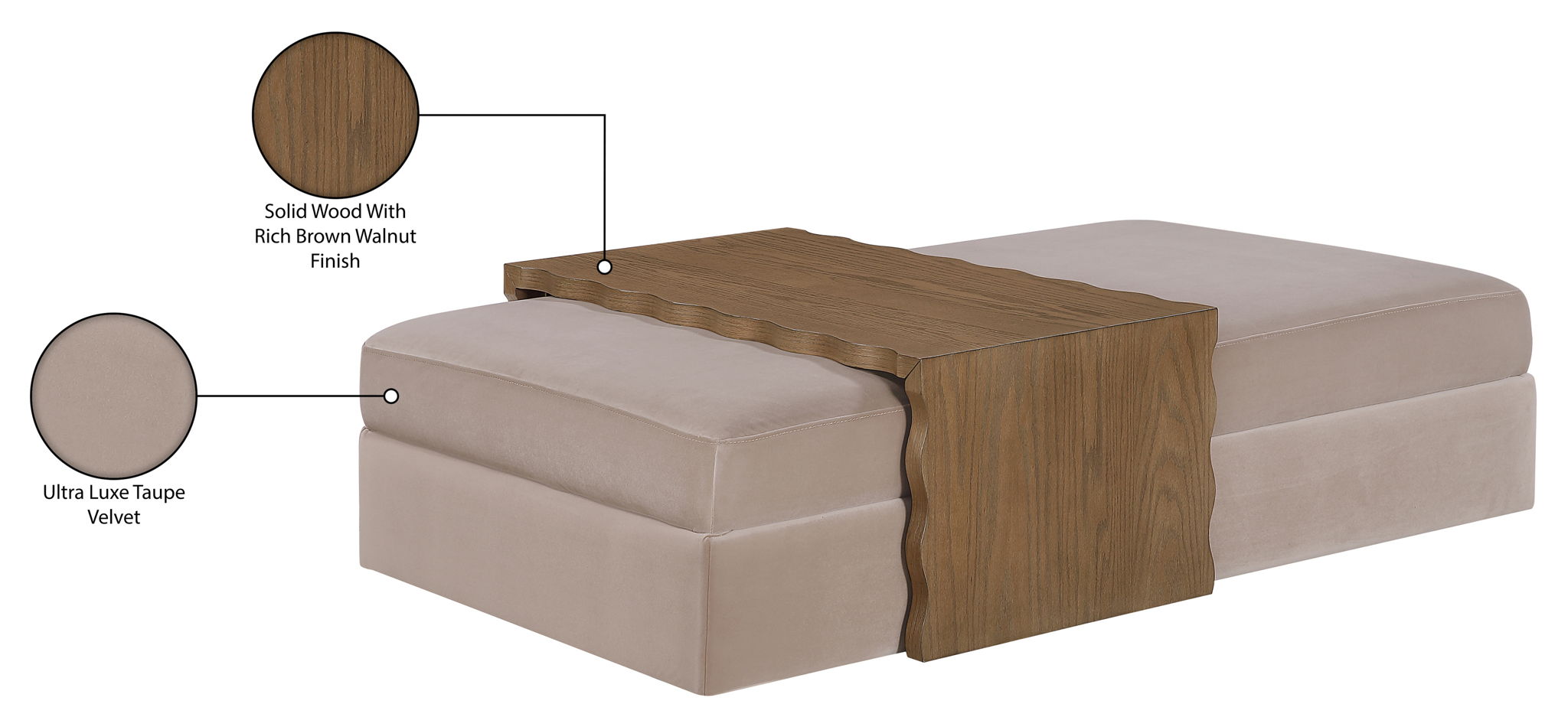 Woodra - Velvet Coffee Table/Ottoman