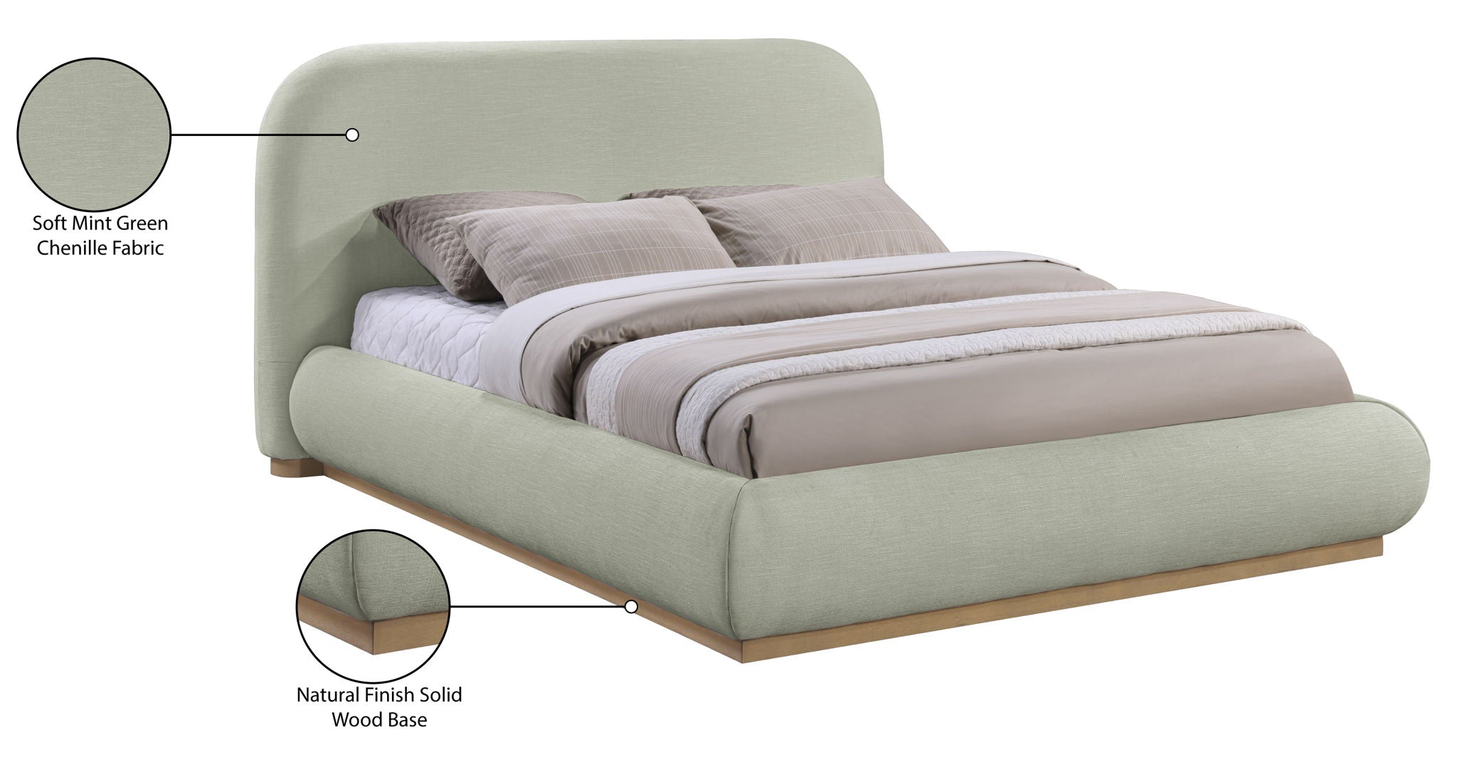 Vaughn - Chenille Bed With Natural Base