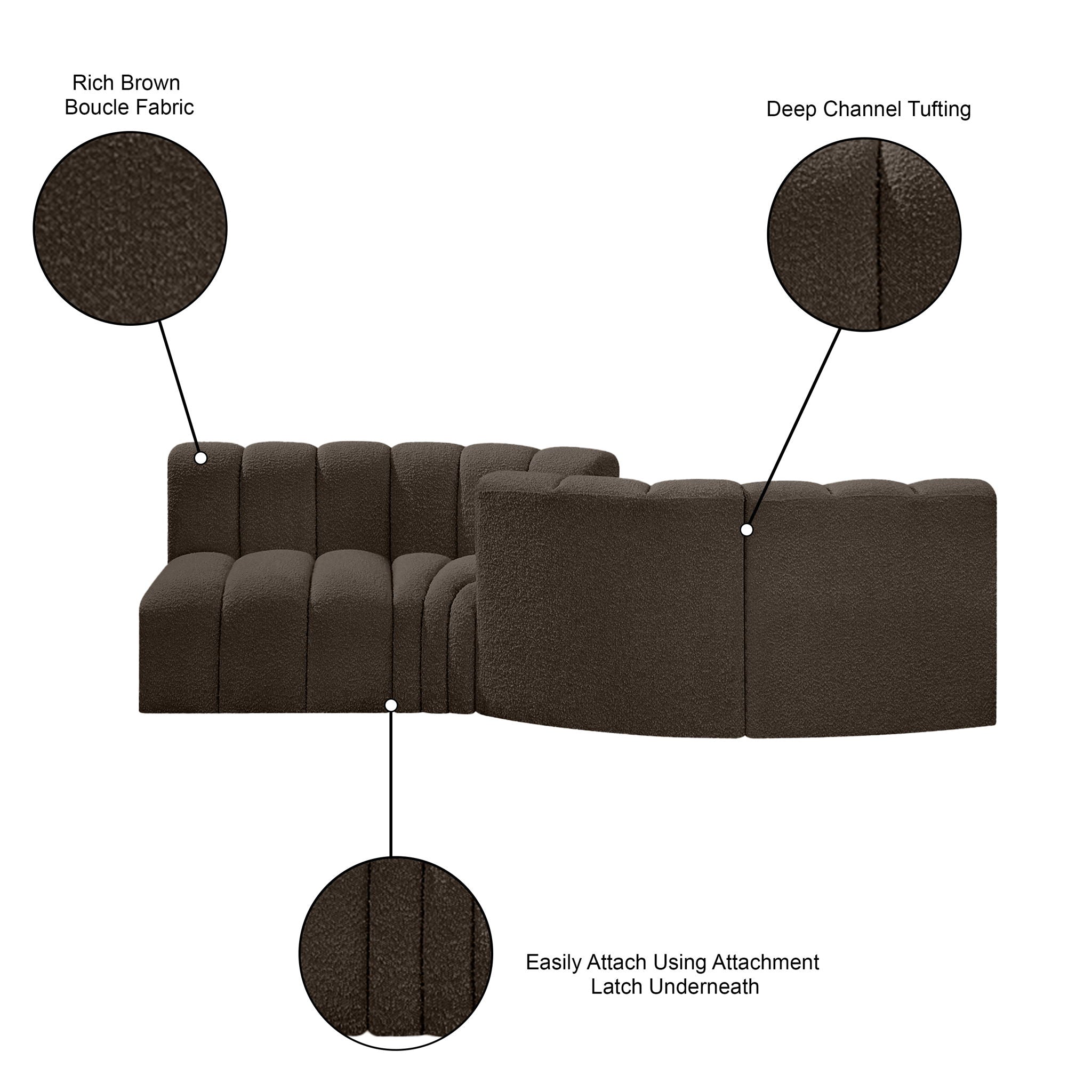 Arc - Boucle Fabric 4 Piece Sofa