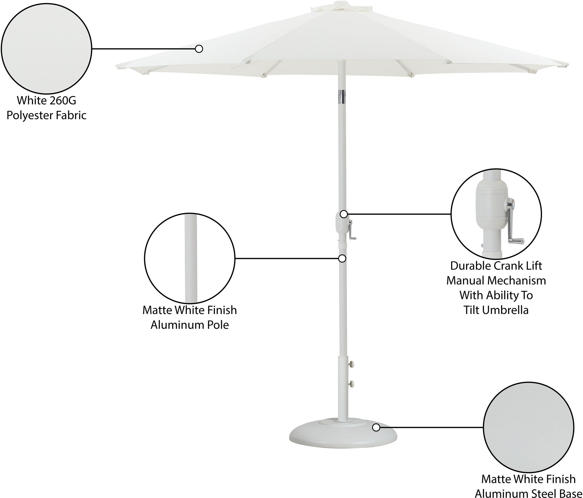 Fiji - Aluminum Patio Umbrella With Round White Base