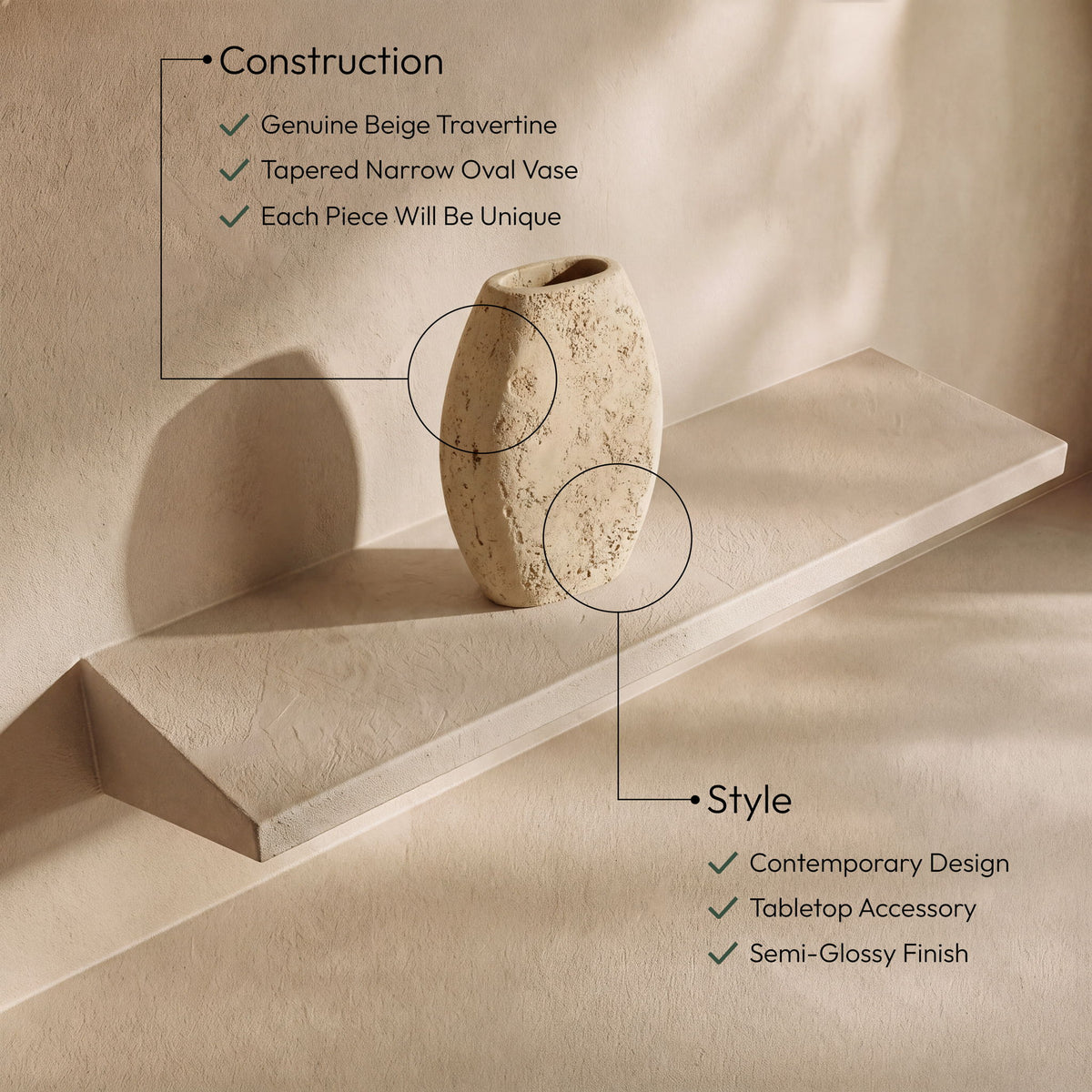 Sadie - Travertine Vase