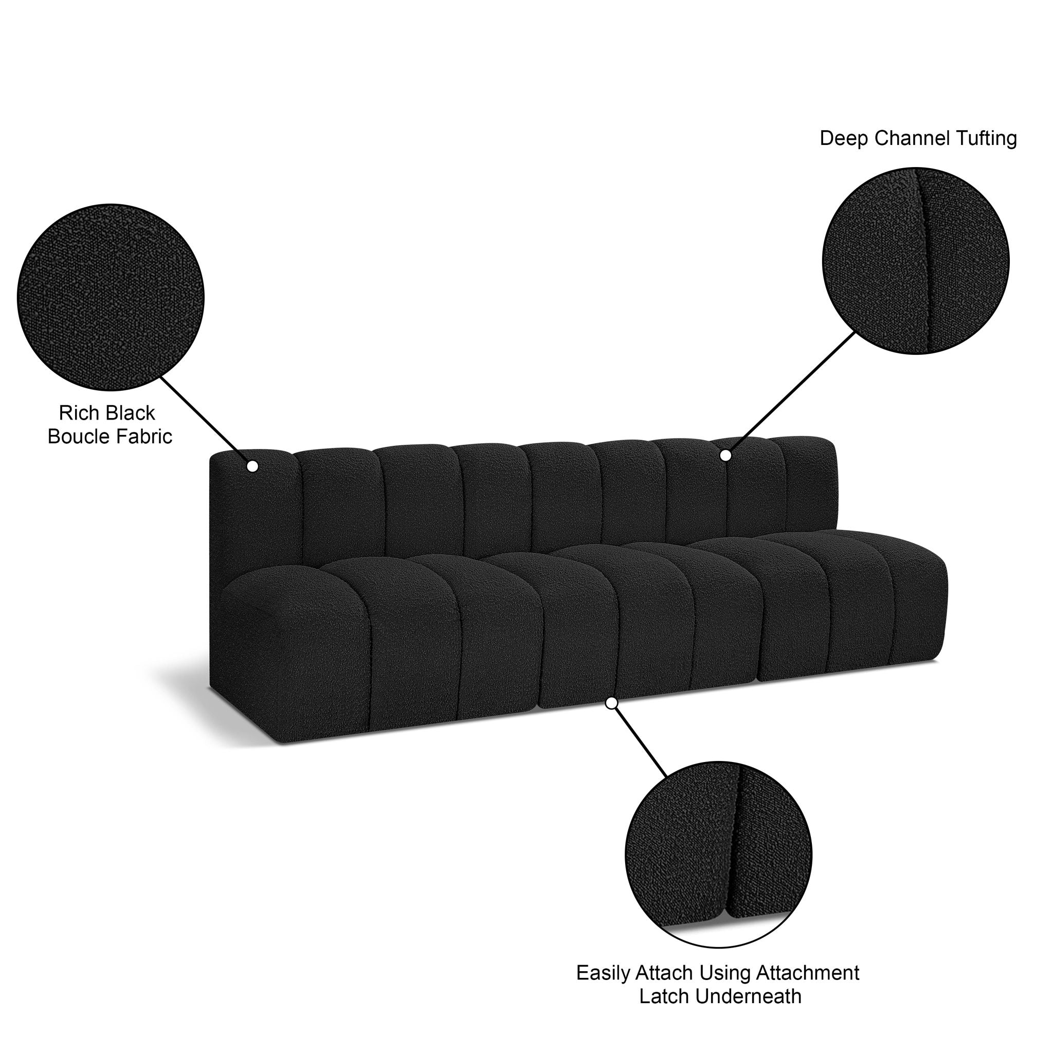 Arc - Boucle Fabric 3 Seats Modular Sofa