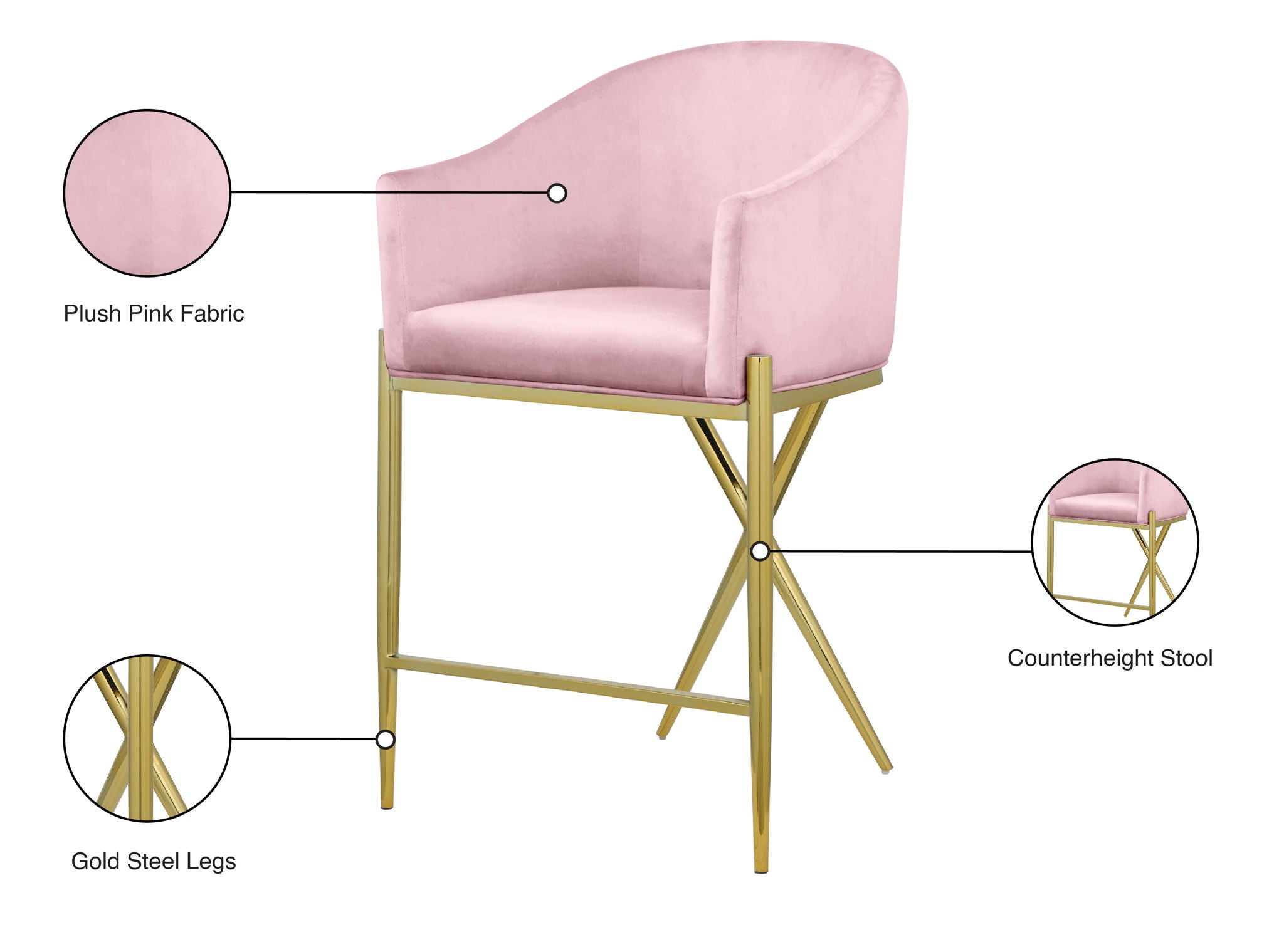 Xavier - Counter Stool with Gold Legs