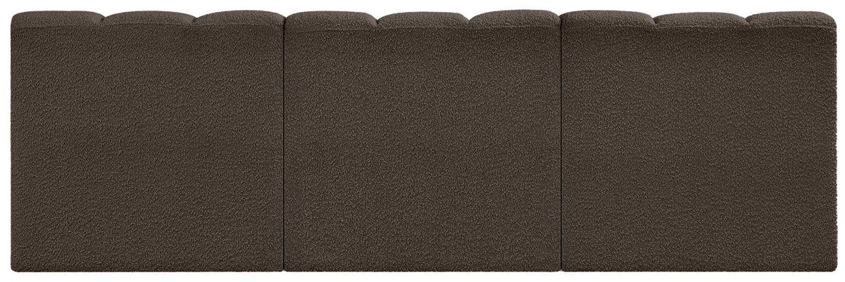Arc - Boucle Fabric 3 Piece Modular Straight Sofa - Brown