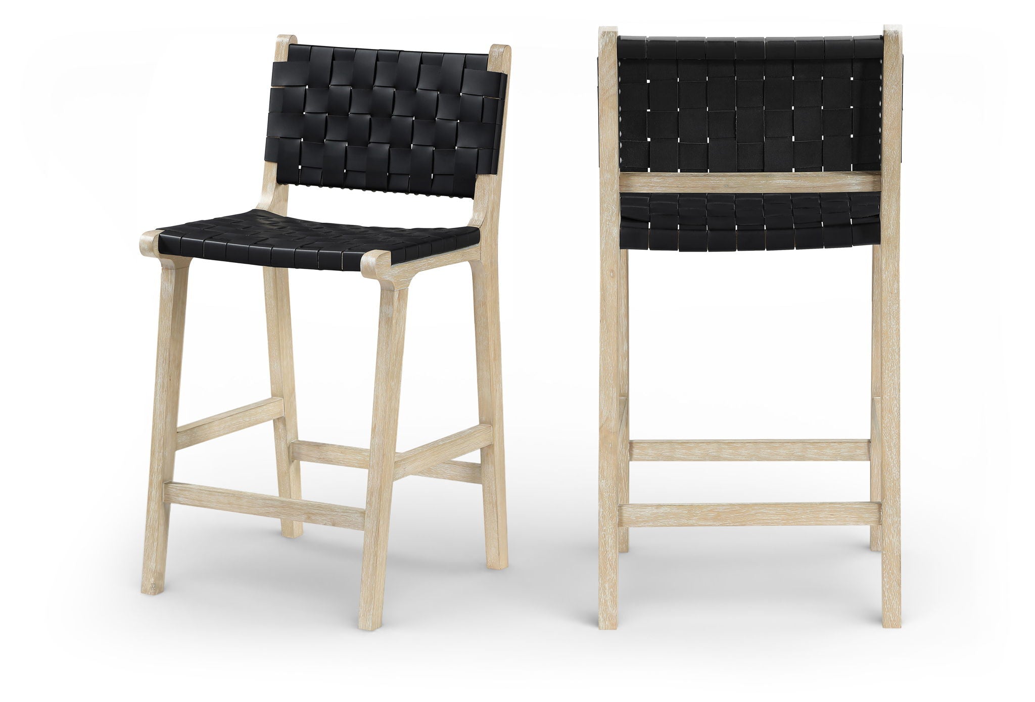 Entwine - Vegan Leather Upholstered Counter Stool - Painted Natural