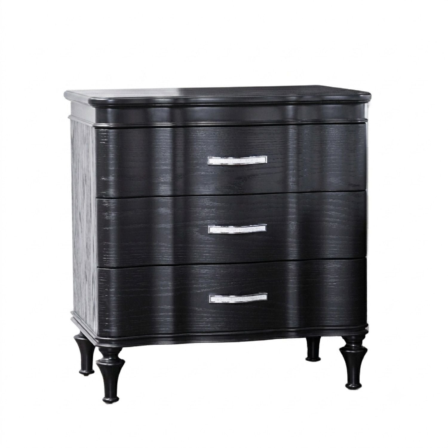 Nightstand, 3 Drawer Bedside Table - Black