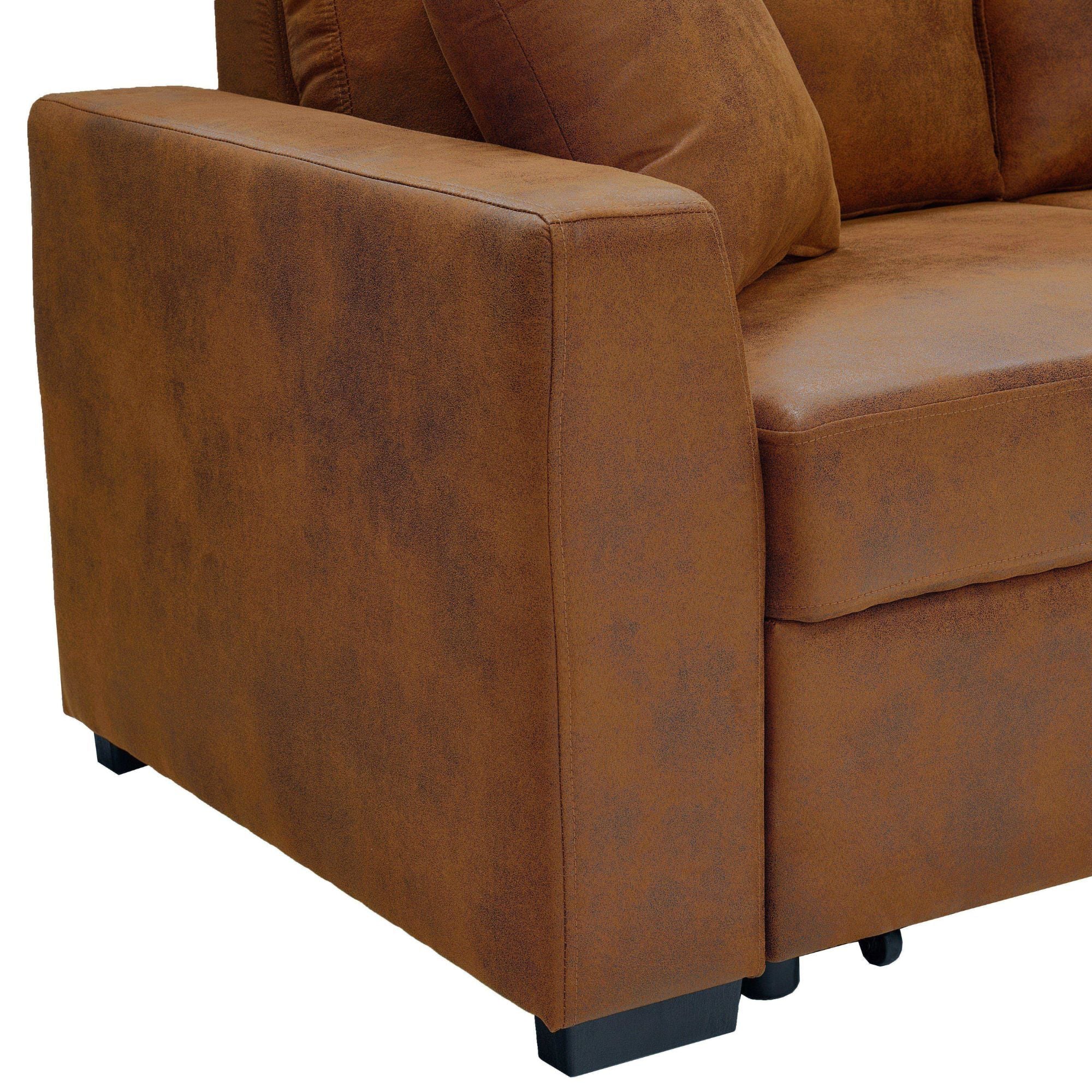 Upholstered Sectional With Pull-Out Bed And Chaise Storage