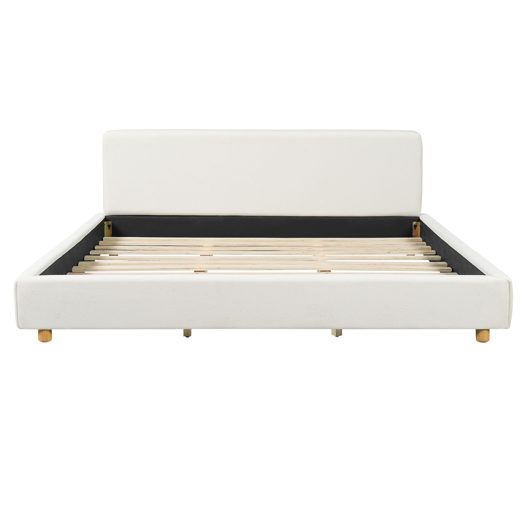Upholstered Platform Bed Frame With Thick Headboard