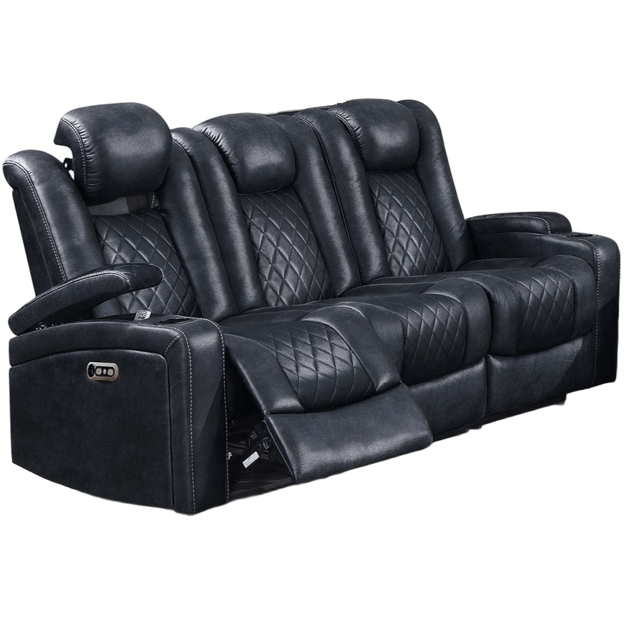 Power Reclining Sofa With Adjustable Headrest - Inky Blue