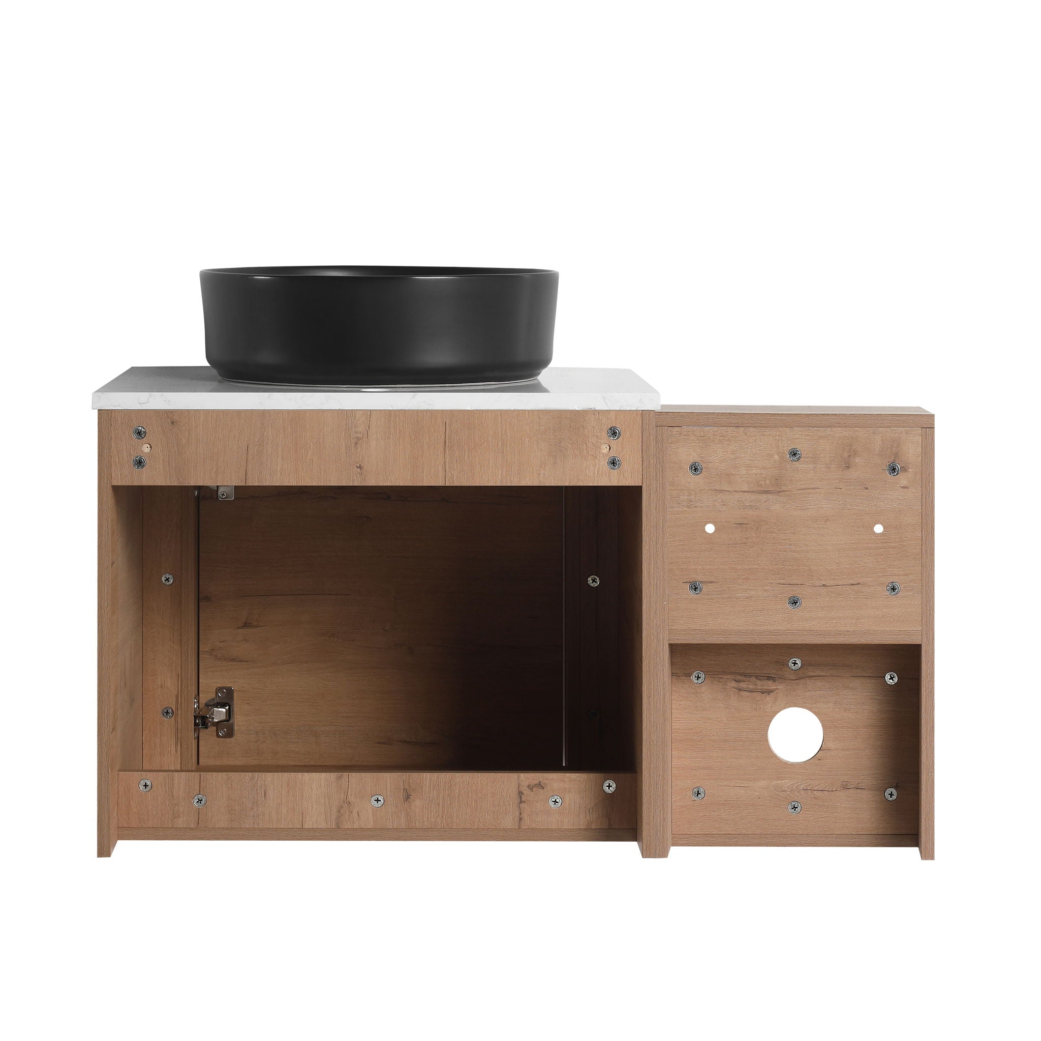 Wall Mounted Bathroom Vanity With Art Sink, 1 Storage Shelf, 2 Soft Close Doors
