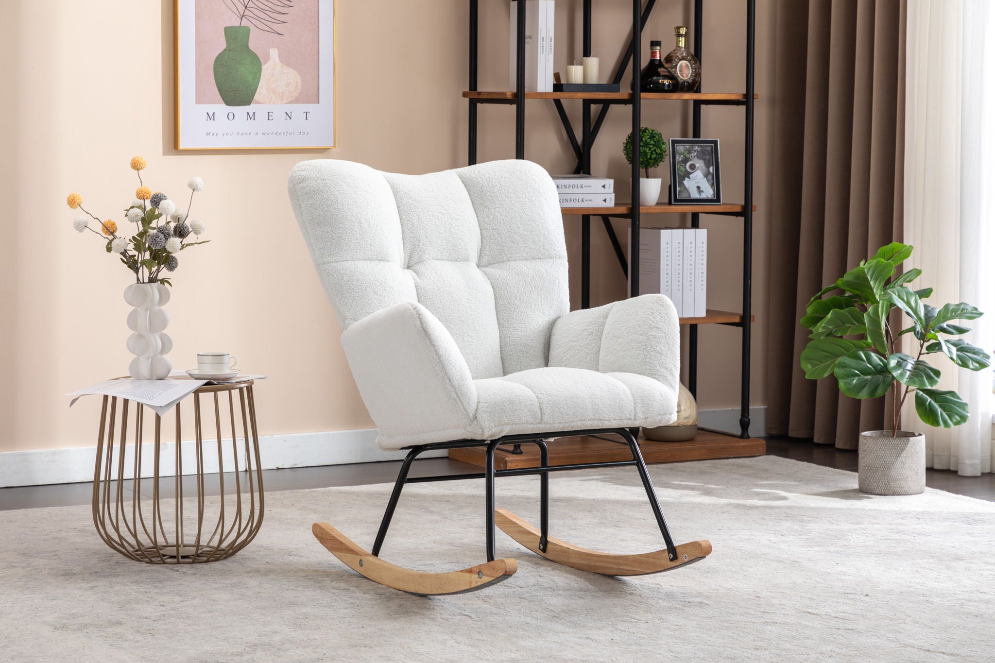 Rocking Gilder Chair For Living Room - Ivory