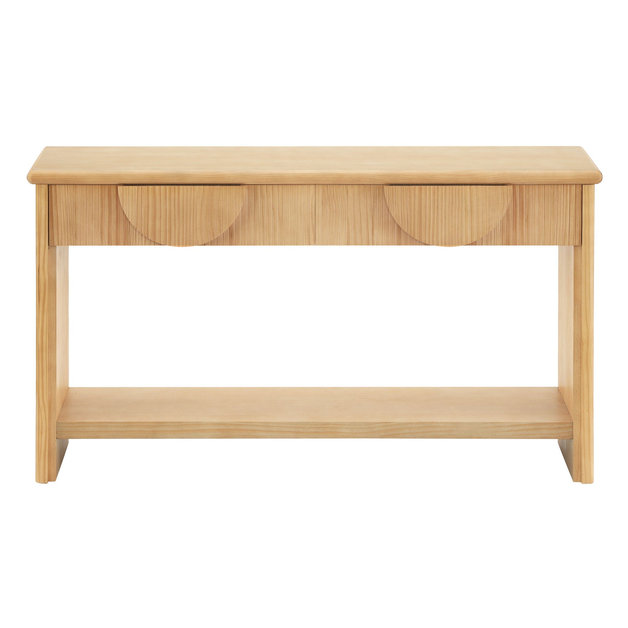 Fluted Console Table With Semi Circular Drawers - Natural