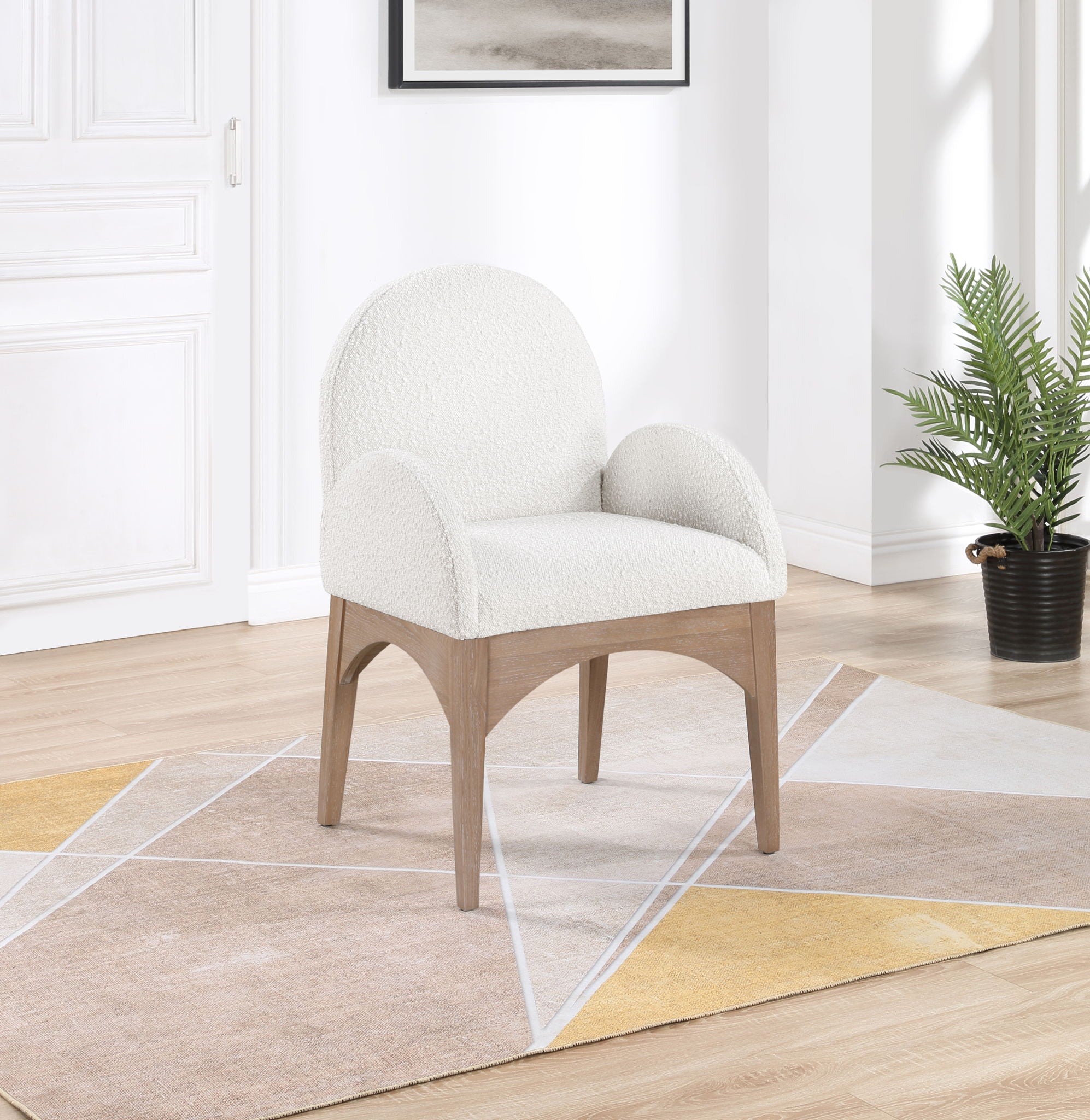 Waldorf - Boucle Dining Arm Chair With Natural Legs