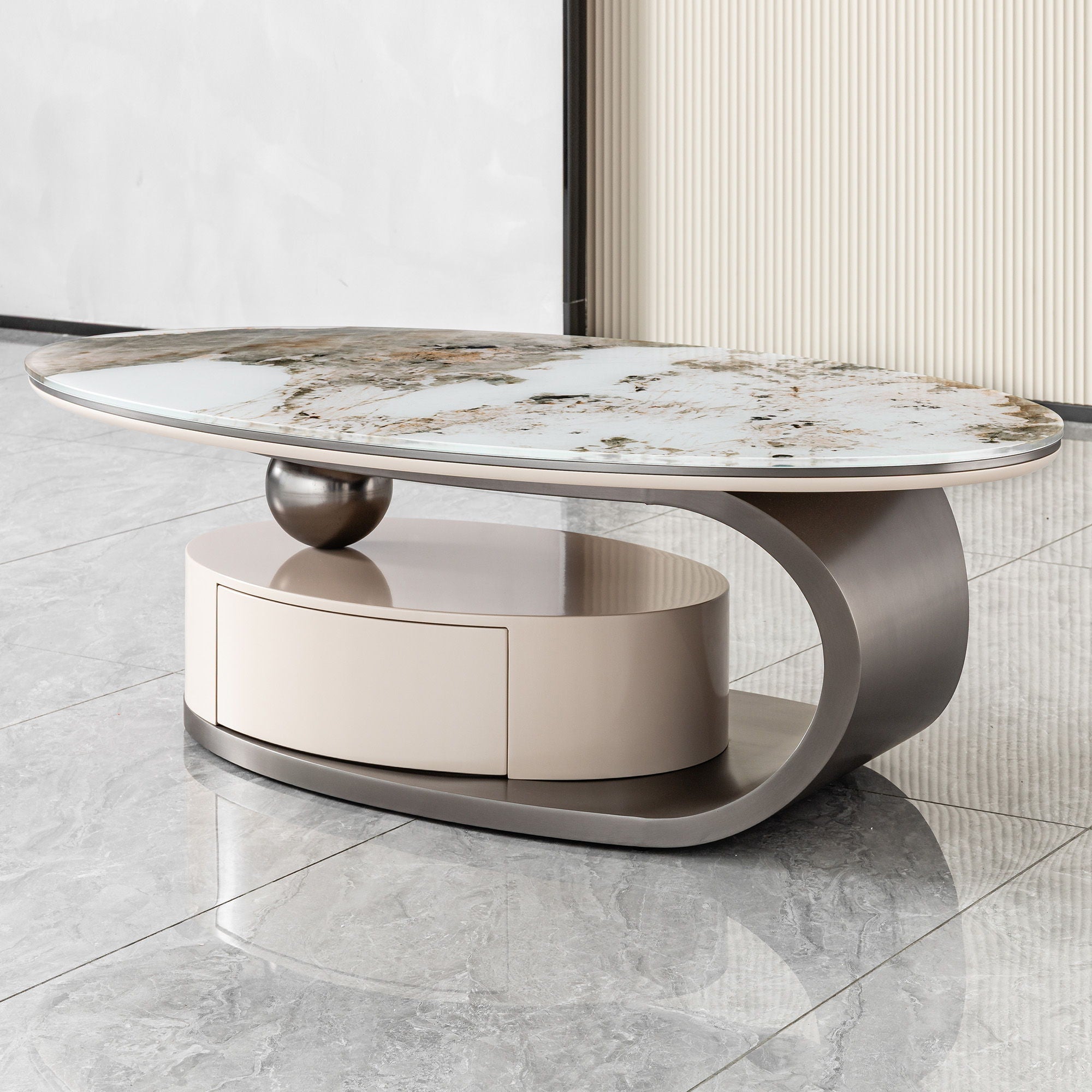 Oval Coffee Table With Drawer