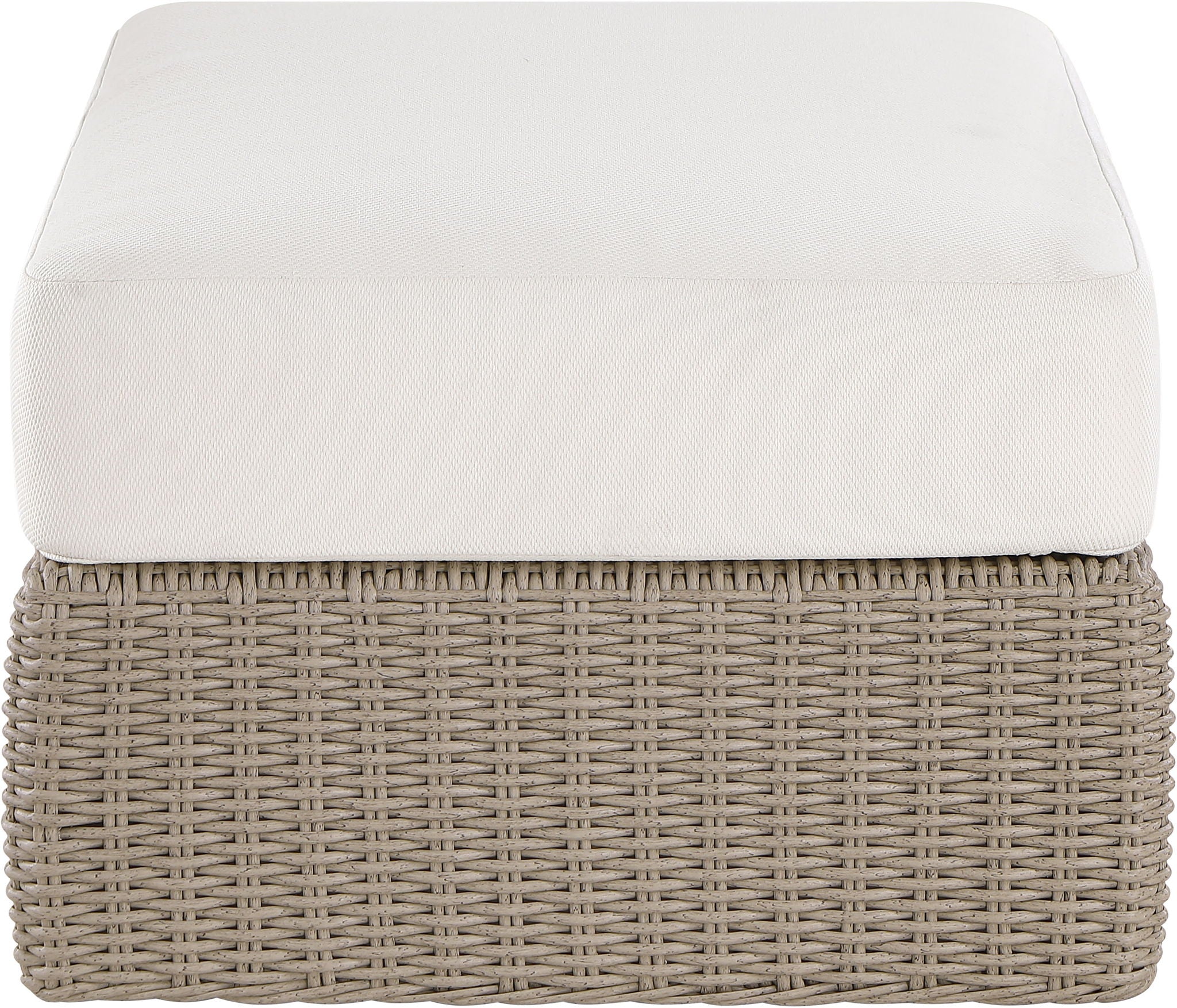 Seacrest - Olefin Water Resistant Fabric And Wicker Outdoor Patio Ottoman/Coffee Table