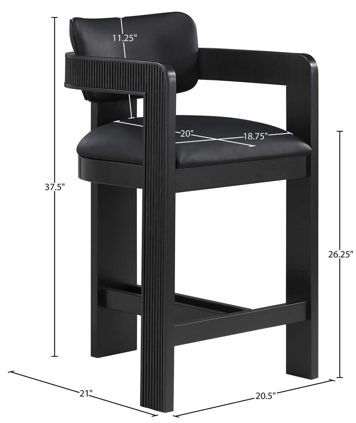 Sacha - Vegan Leather Upholstered Counter Stool With Black Base
