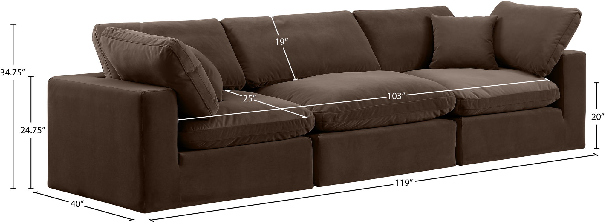 Comfy - Velvet Modular Sofa 3 Seats