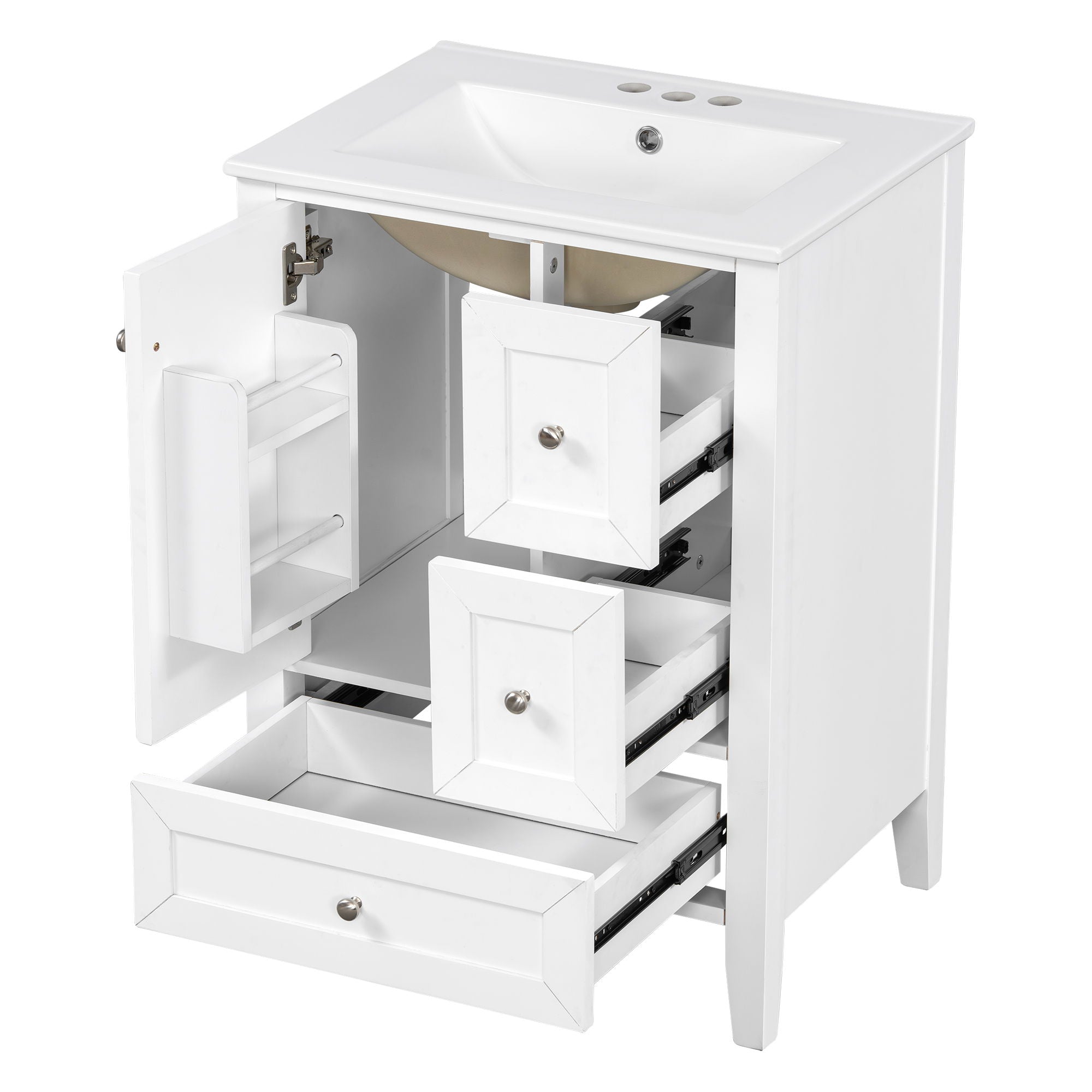 Modern Bathroom Vanity With Sink, Freestanding Cabinet With Drawers And Shelves