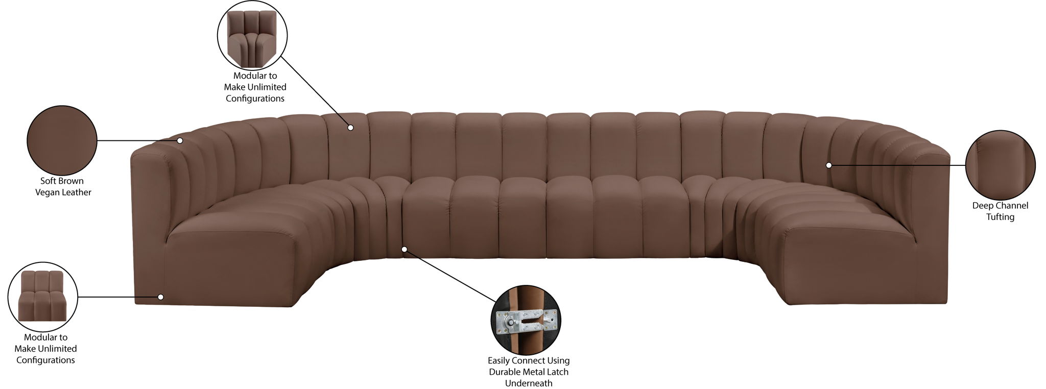 Arc - Faux Leather Modular U-Shaped Sectional