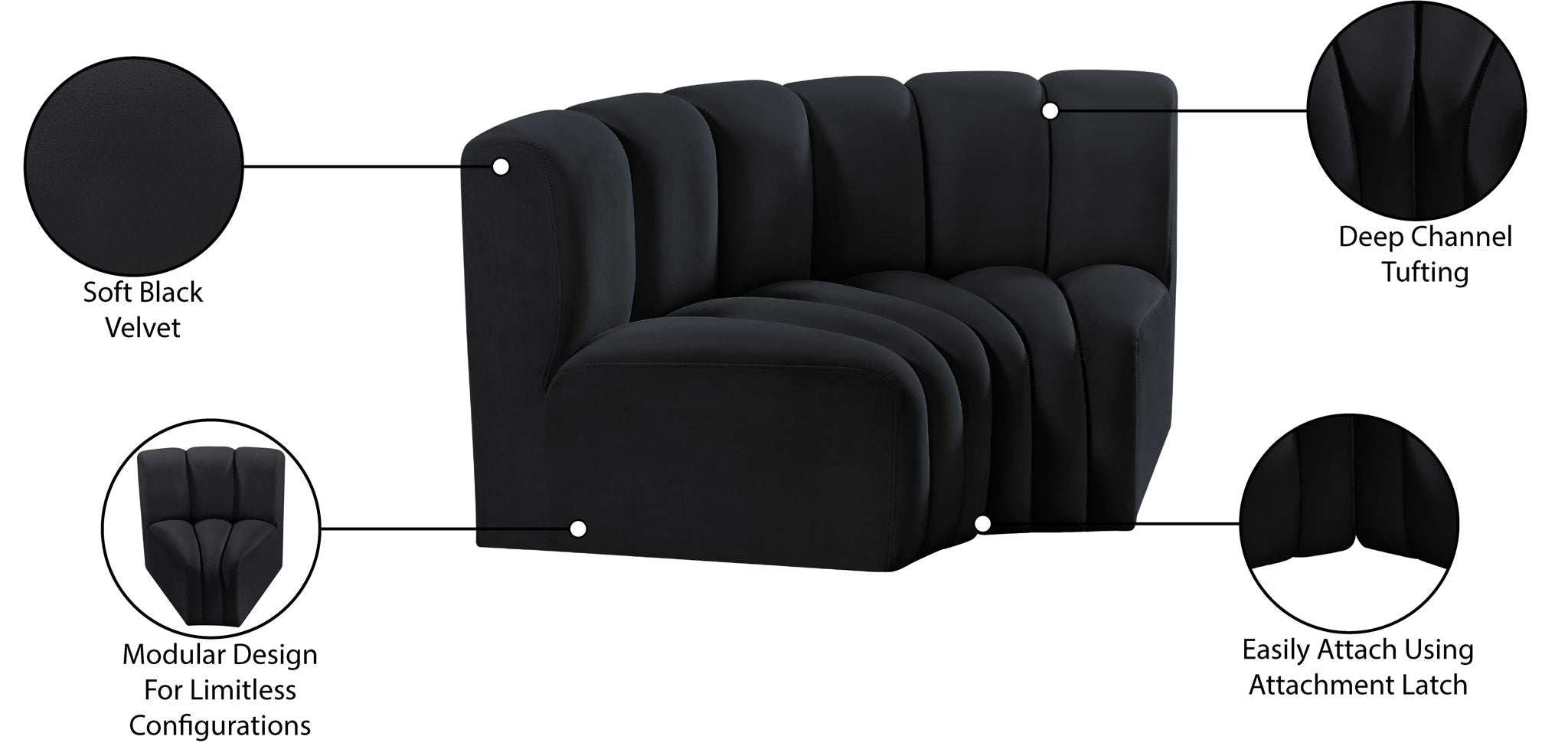 Arc - Velvet 2 Piece Modular Sofa