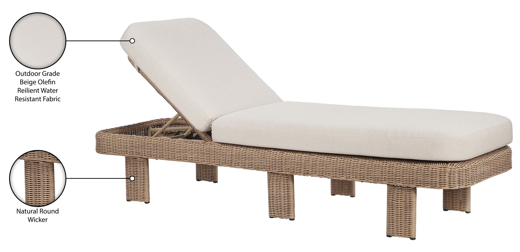 Sandbay - Olefin Water Resistant Fabric And Wicker Outdoor Patio Lounge Chair