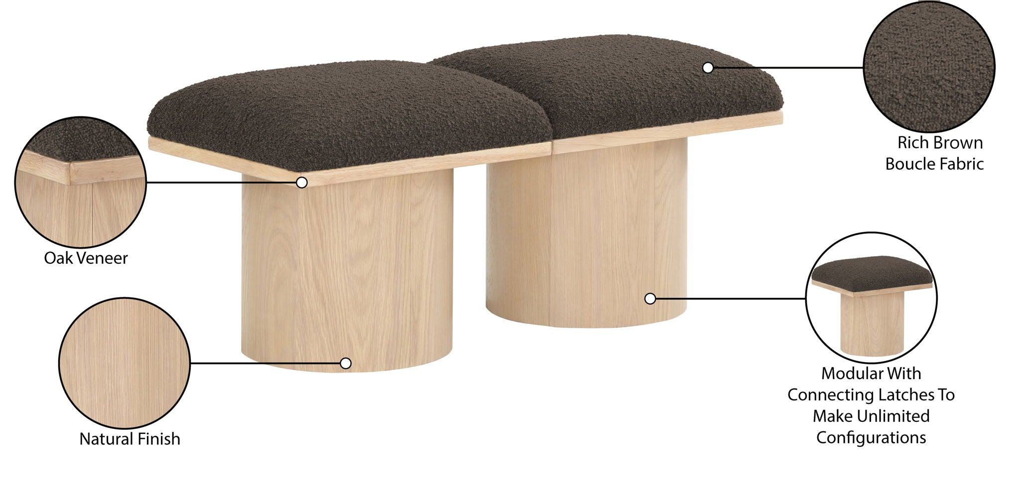 Pavilion - 2 Piece Modular Bench With Natural Base