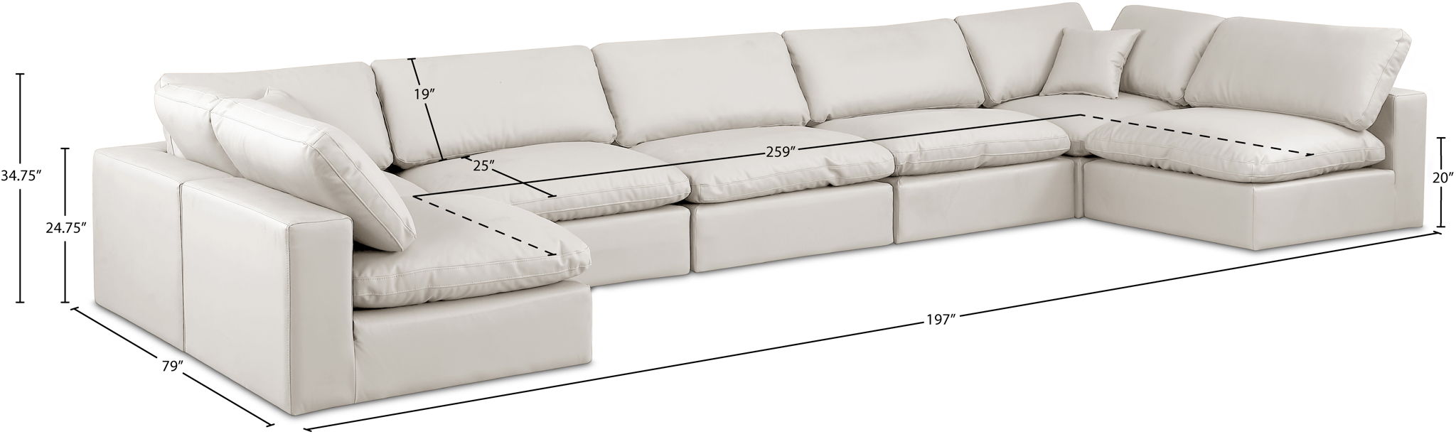 Comfy - 7 Piece Faux Leather Modular Armless Sectional