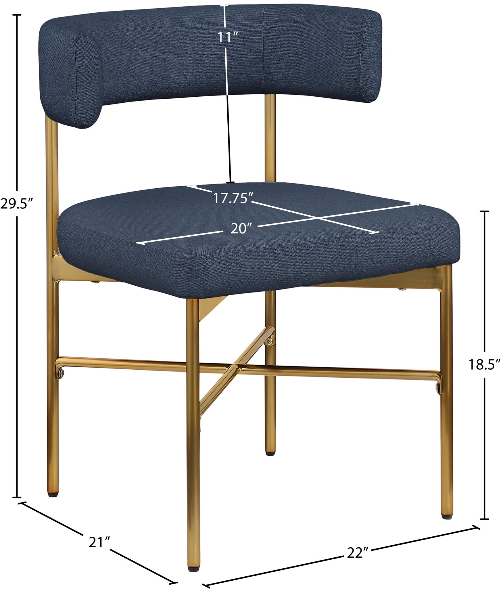 Rivage - Durable Dining Chair With Gold Frame (Set of 2)